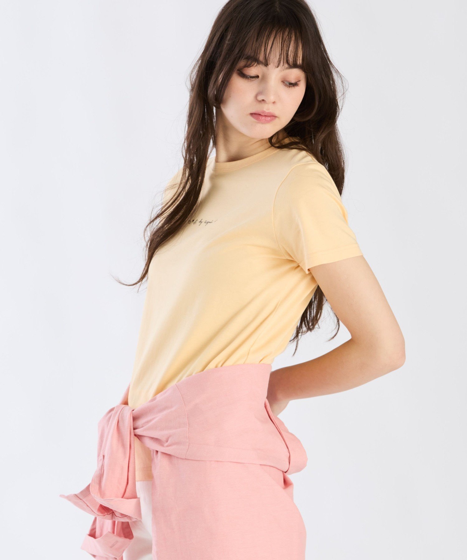 . ミニロゴカラーTシャツ アニエスベー トップス カットソー・Tシャツ オレンジ