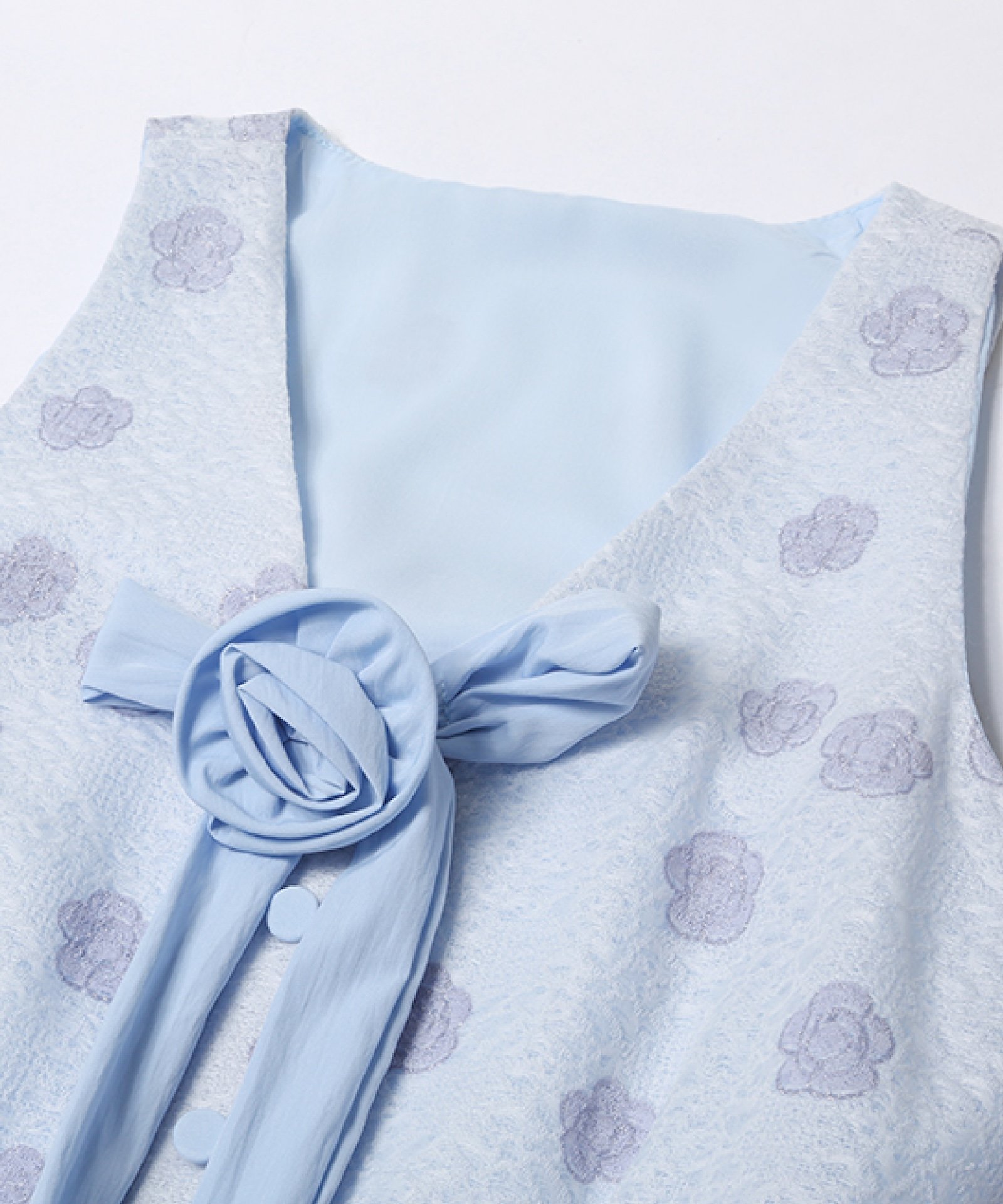 LA POMME petit Romantic Floral Print Vest Dress ラポミ・プチ ワンピース・ドレス ワンピース ブルー