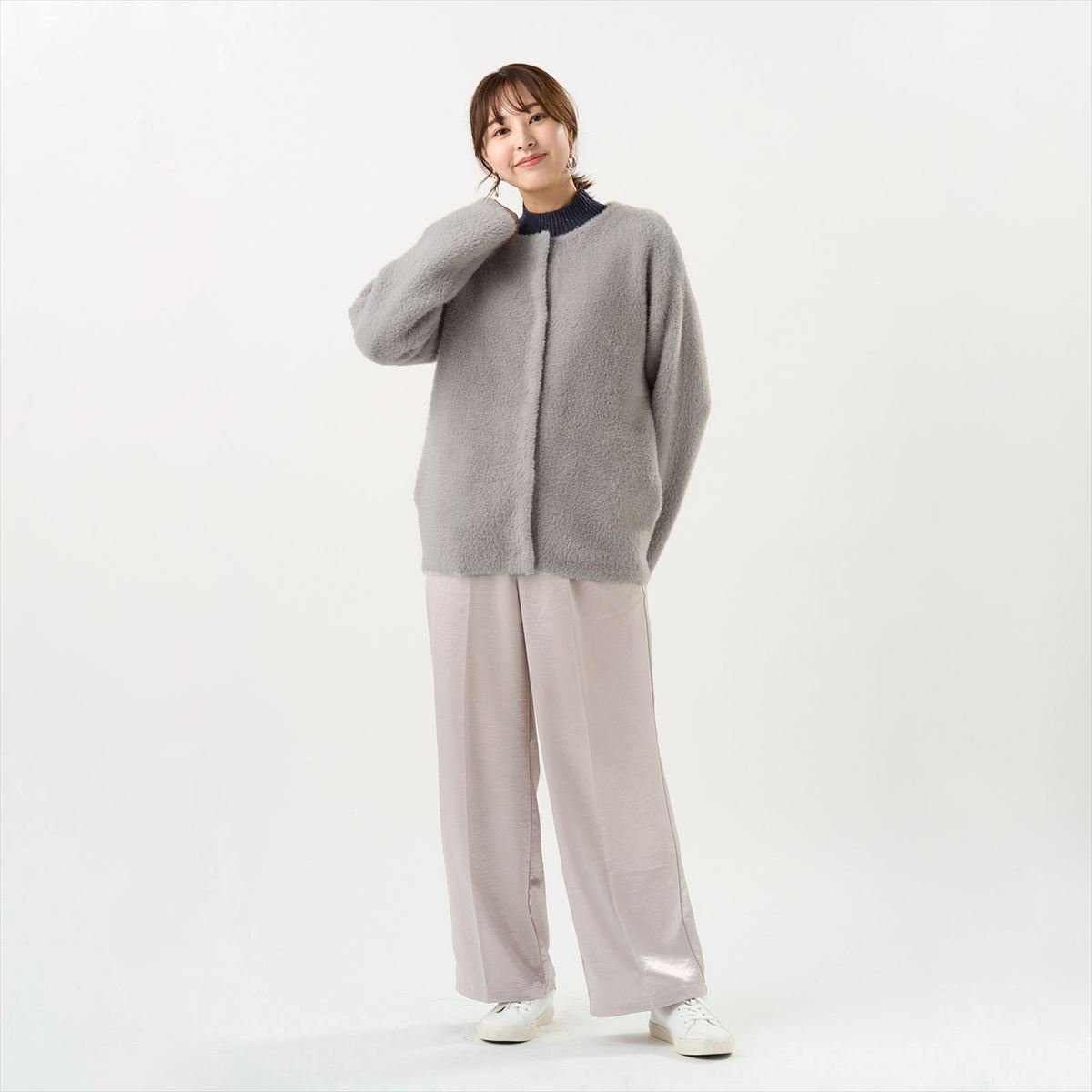 アウター Wフェイス ニット ジャケット レディース BL13J502DE10R00-30 トーキョーシャツ ジャケット・アウター ノーカラージャケット ブルー