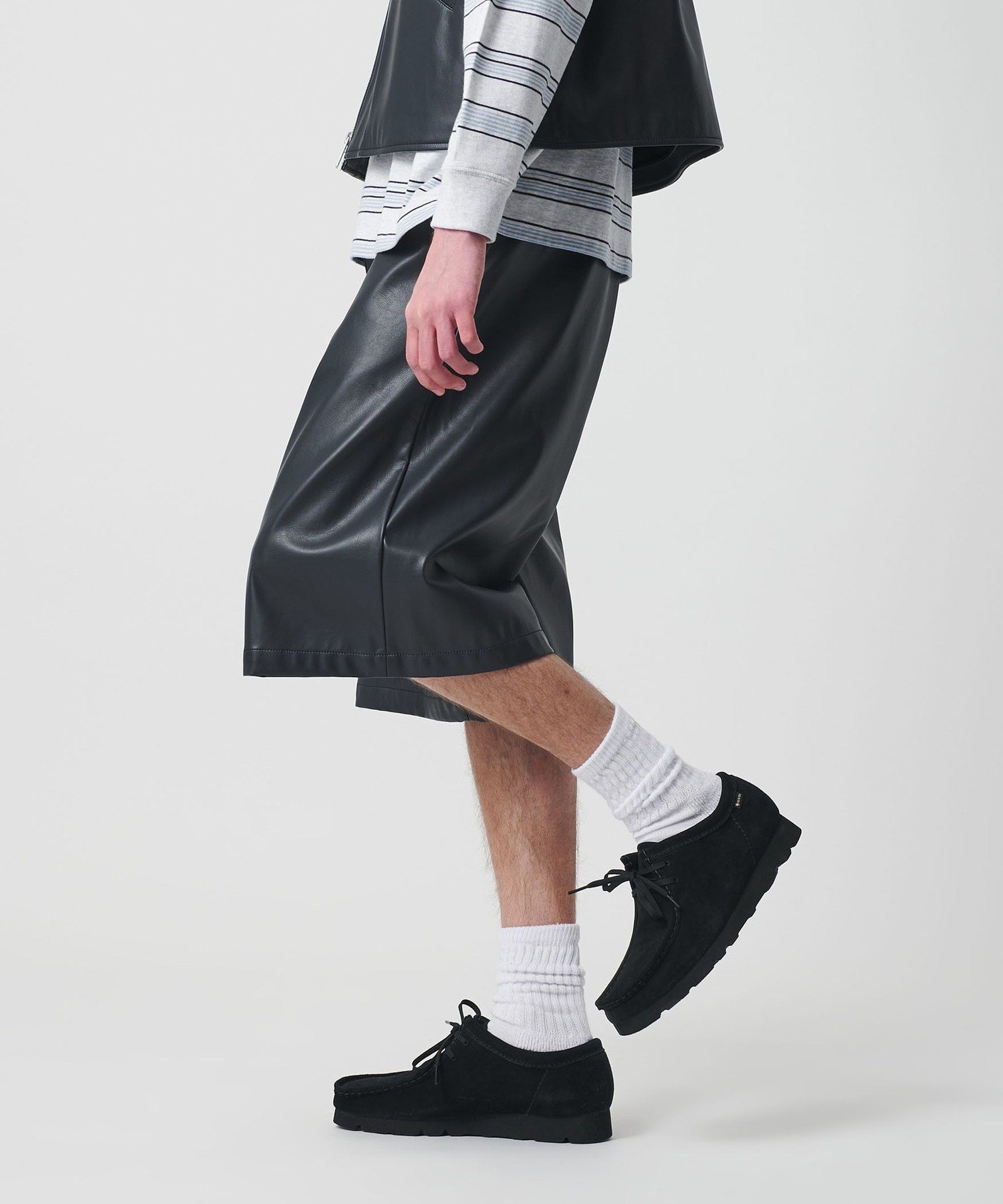【SALE／30%OFF】California General Store ＜CGS.＞レザー ライク ワーク ショートパンツ ビューティー＆ユース　ユナイテッドアローズ パンツ カーゴパンツ ネイビー【送料無料】