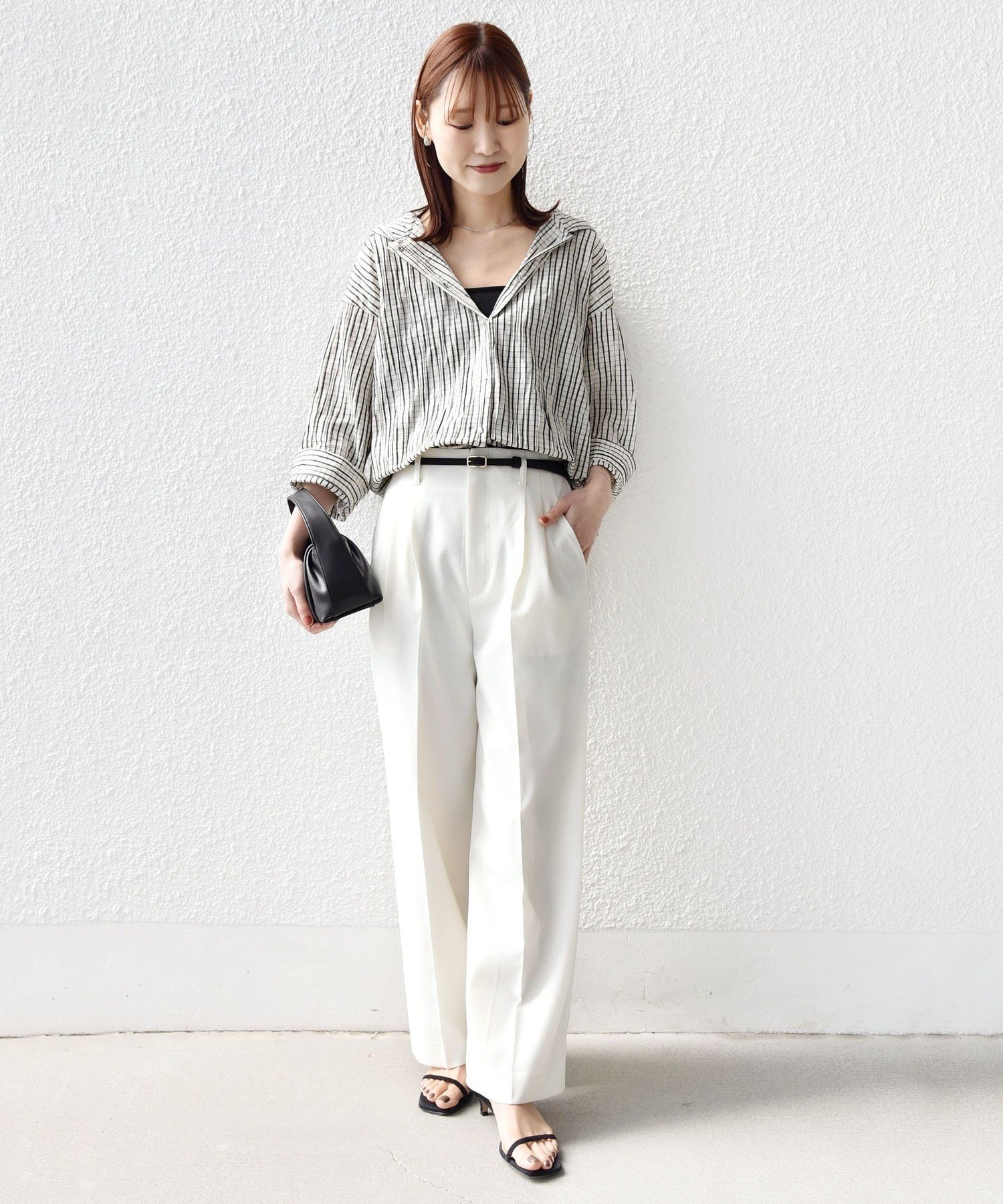 WOMEN 【WEB限定】＜手洗い可能＞ストライプ フード 羽織り シャツ シップス トップス シャツ・ブラウス ホワイト ネイビー