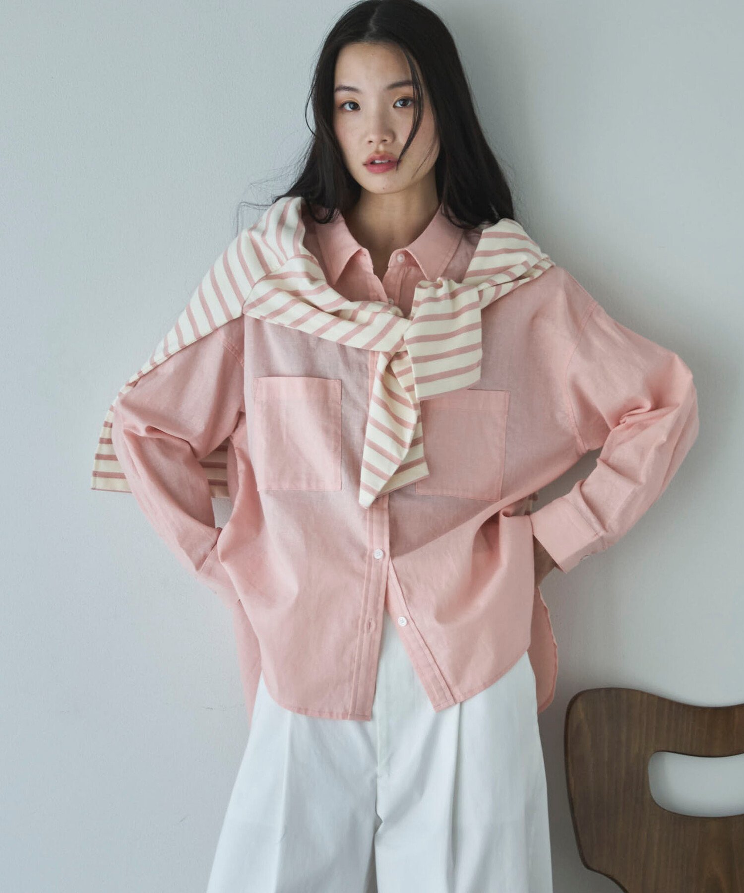[SALE / 20 % OFF] DOUX ARCHIVES 코튼 린넨 셔츠 두아루시부 탑스 셔츠 블라우스 베이지 네이비 그린 핑크 [무료 배송]