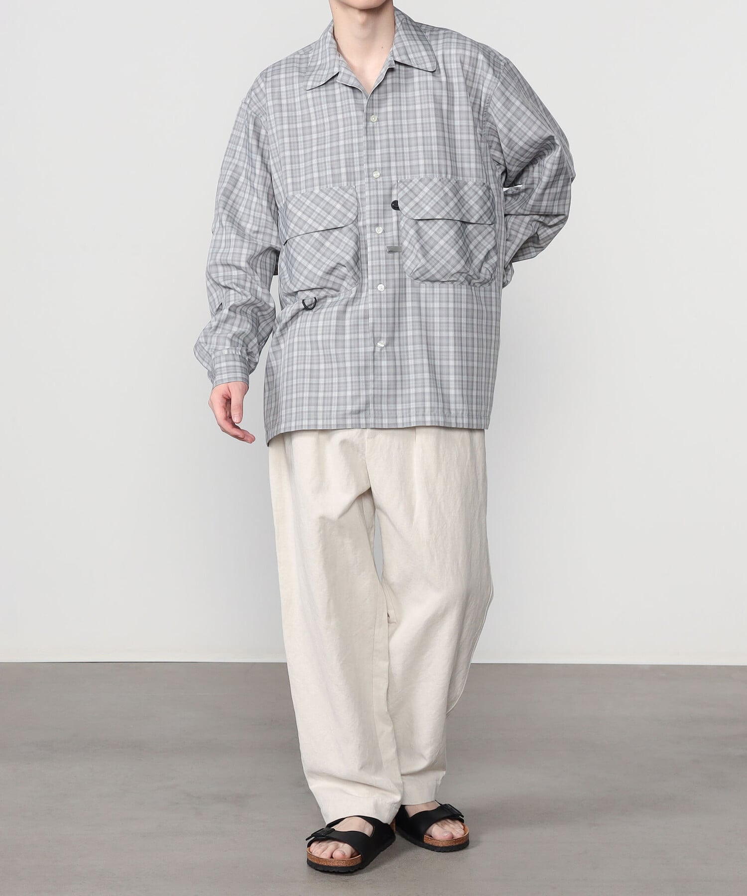 Bshop DAIWA PIER39 ｜ TECH SPORTS OPEN COLLAR SHIRT L/S GREN PLAID MEN ビショップ トップス シャツ・ブラウス ブラウン