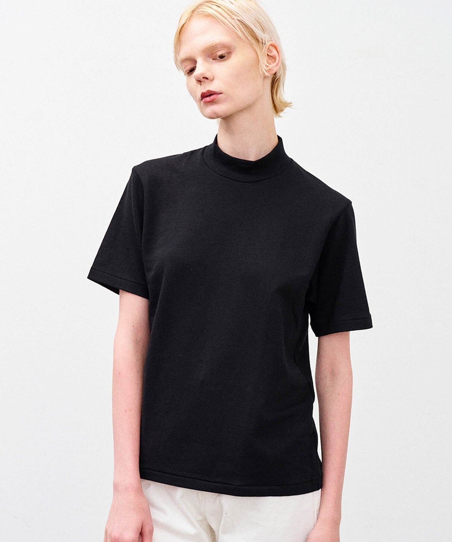 Bshop ANATOMICA ｜ モックネック Tシャツ WOMEN ビショップ トップス カットソー Tシャツ ホワイト ブラック【送料無料】
