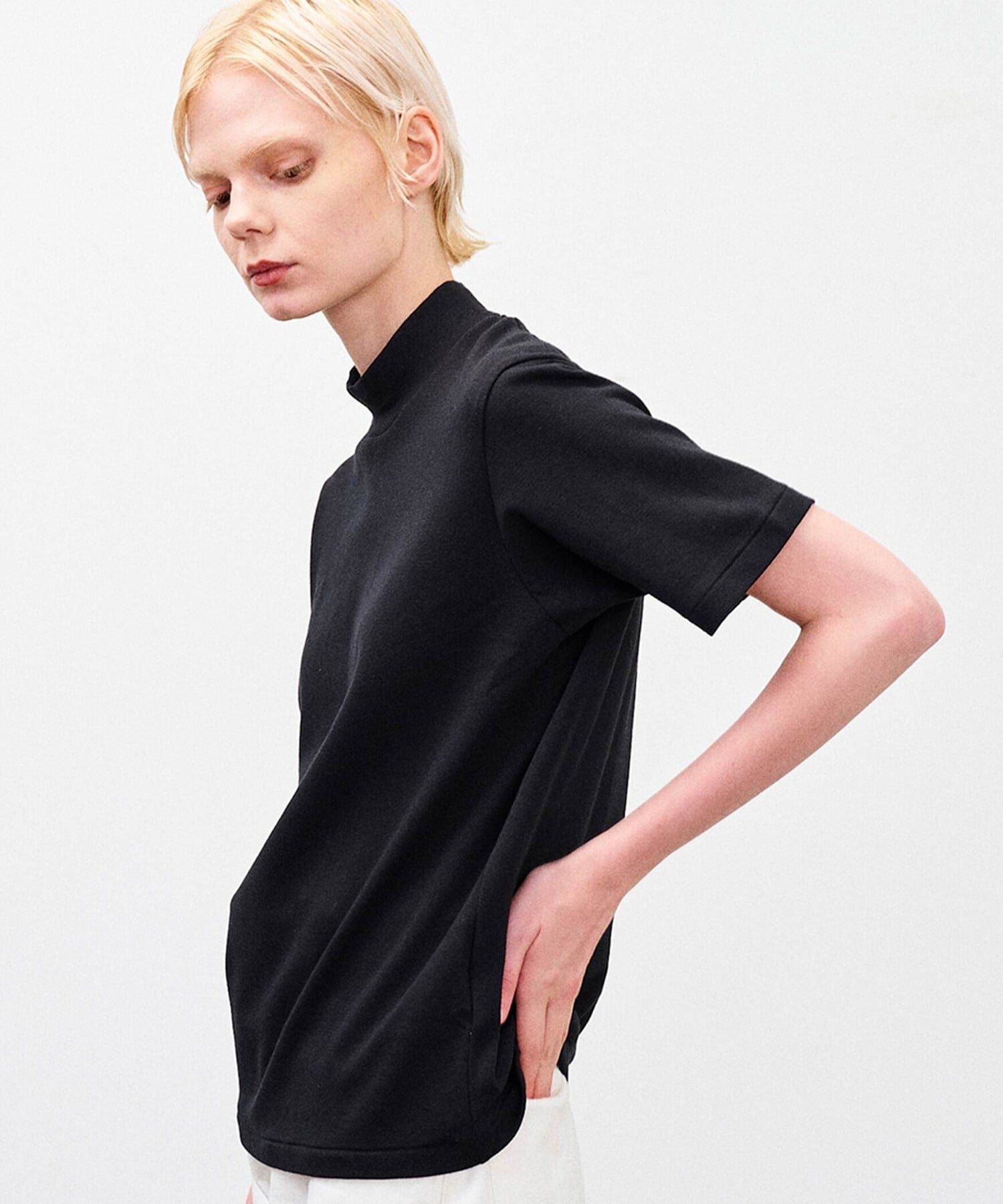 Bshop ANATOMICA ｜ モックネック Tシャツ WOMEN ビショップ トップス カットソー・Tシャツ ホワイト ブラック