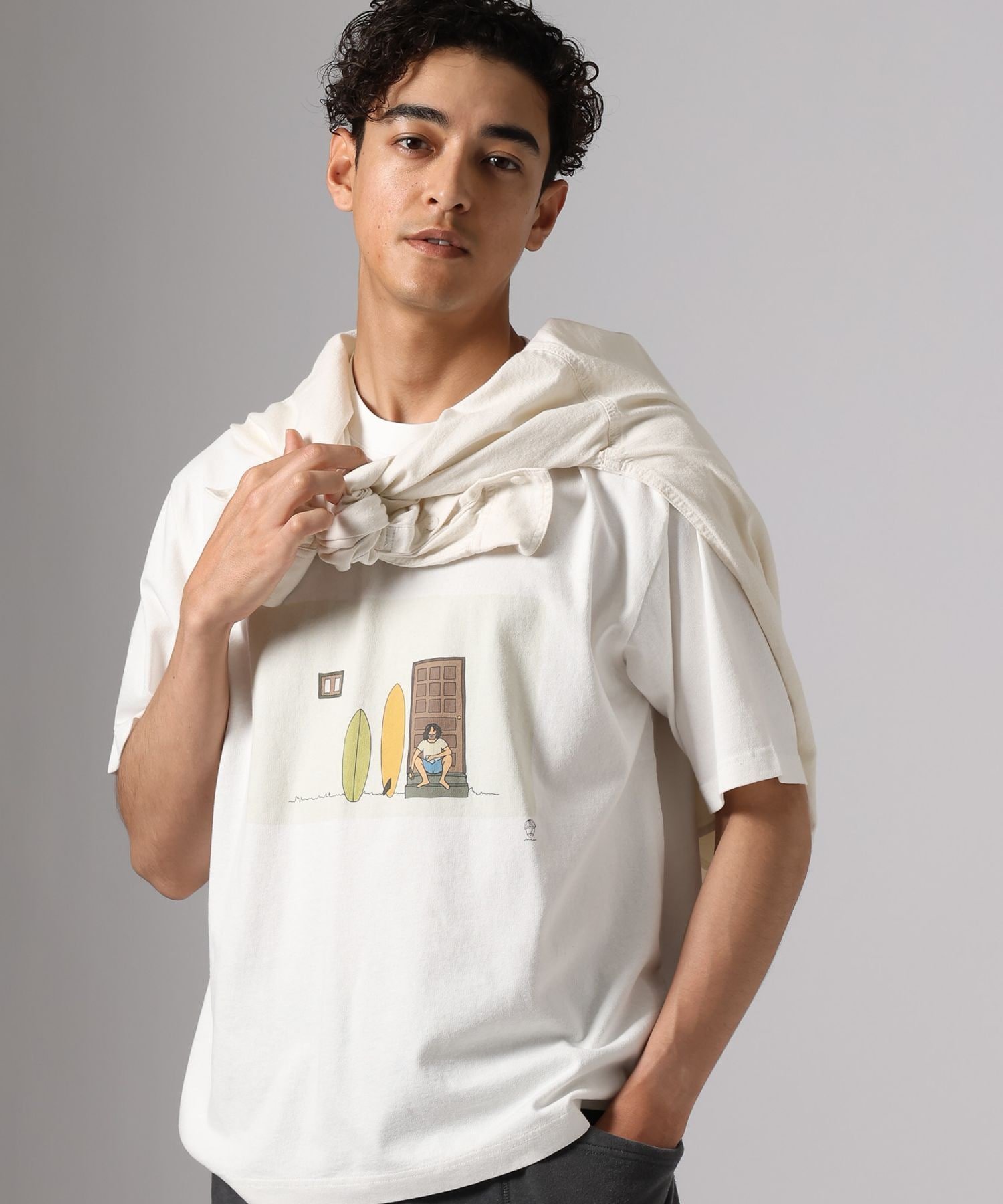 【マシュー・ウィグルスワース】サーフアートフォトTシャツ ベイフロー トップス カットソー・Tシャツ ブラック ホワイト