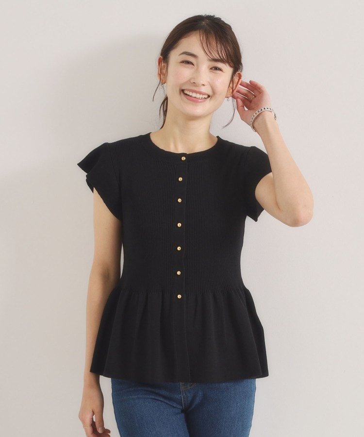 【SALE／50%OFF】ITS' DEMO ペプラムニット イッツデモ トップス ニット ピンク パープル ブラック
