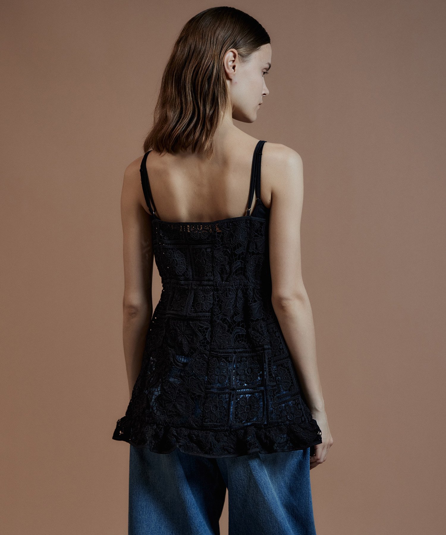 MAISON SPECIAL Lace Apron Tunic メゾンスペシャル トップス シャツ・ブラウス ブラック ホワイト