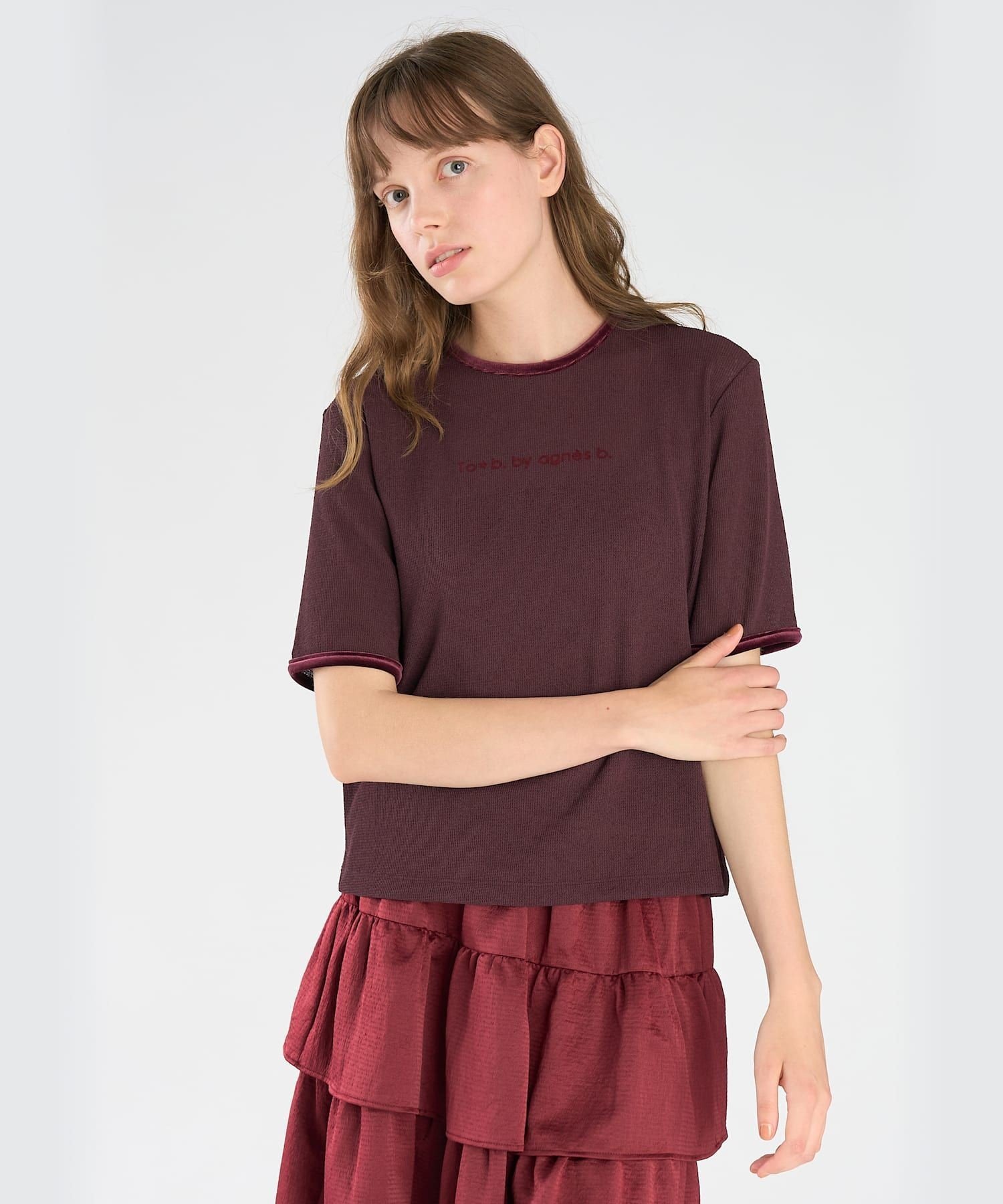 . ロゴ ワッフルTシャツ アニエスベー トップス カットソー・Tシャツ ブラウン