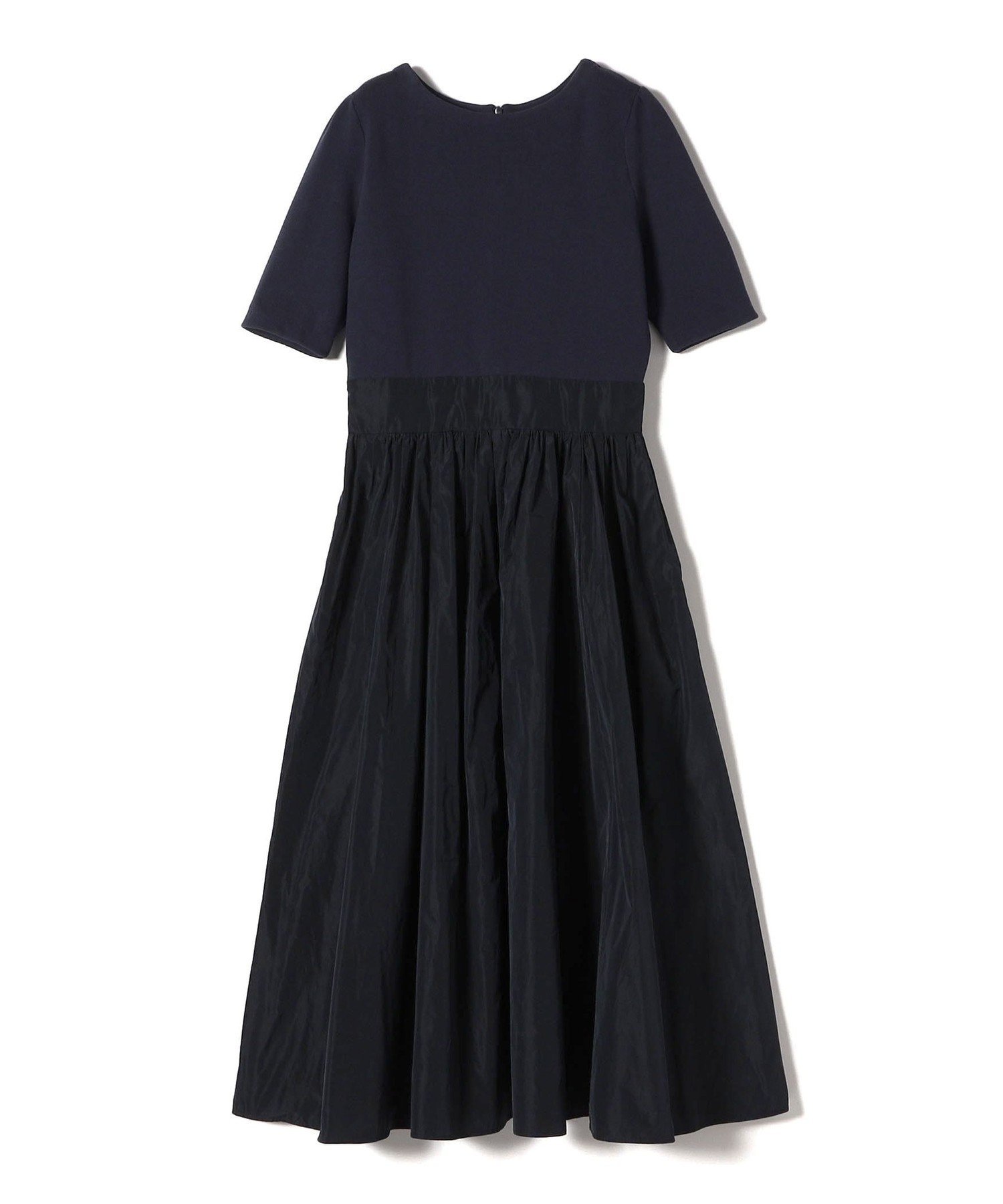 【SALE／60%OFF】SHIPS WOMEN ＜手洗い可能＞タフタ コンビ ニット パフスリーブ ワンピース シップス ワンピース・ドレス ワンピース ブラック ネイビー【送料無料】