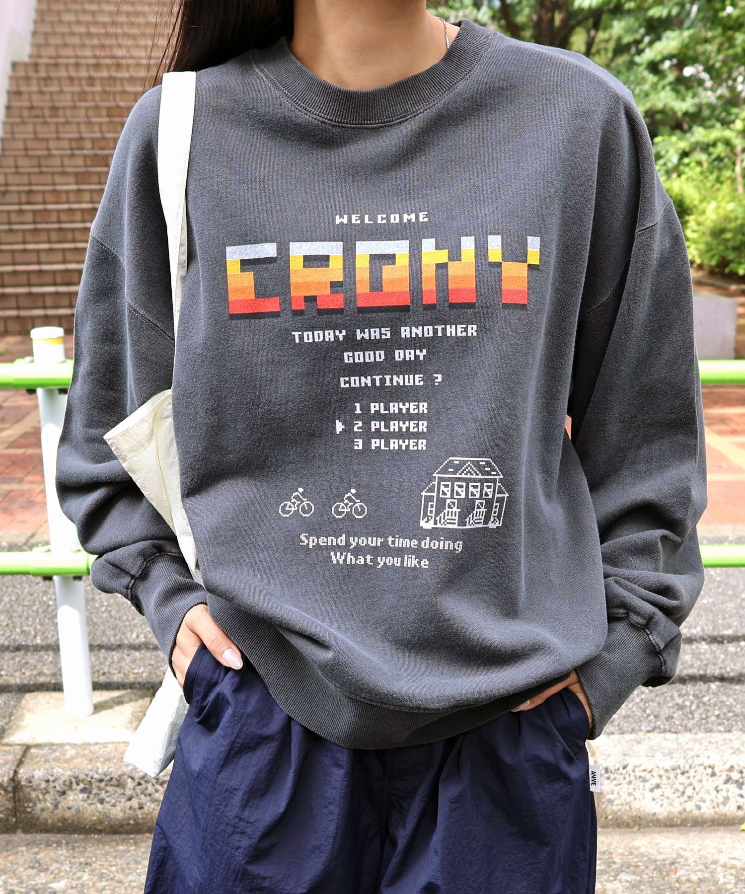 ANME CRONY ロゴ プリント 裏毛 スウェット トップス ANME アンメ アンドミー トップス スウェット・トレーナー ブラック【送料無料】