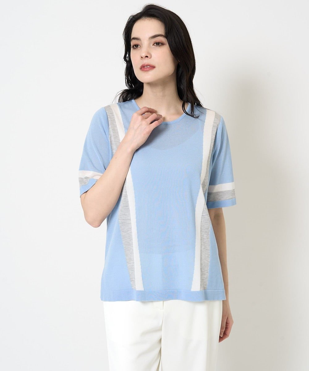 【SALE／50%OFF】CHRISTIAN AUJARD（小さいサイズ） 配色デザインニット メゾンドゥサンク トップス ニット ブラウン【送料無料】