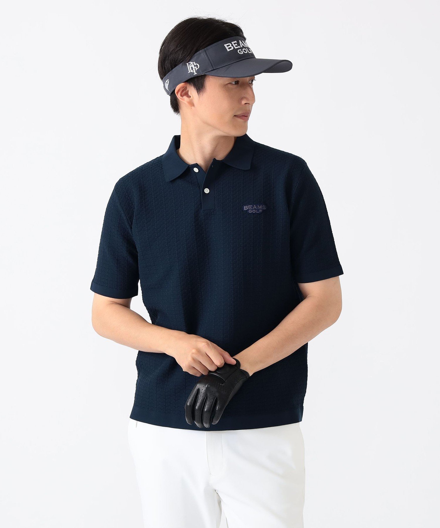 BEAMS GOLF PURPLE LABEL PURPLE LABEL / タック編み ポロシャツ ビームス ゴルフ トップス スウェット・トレーナー ネイビー【送料無料】