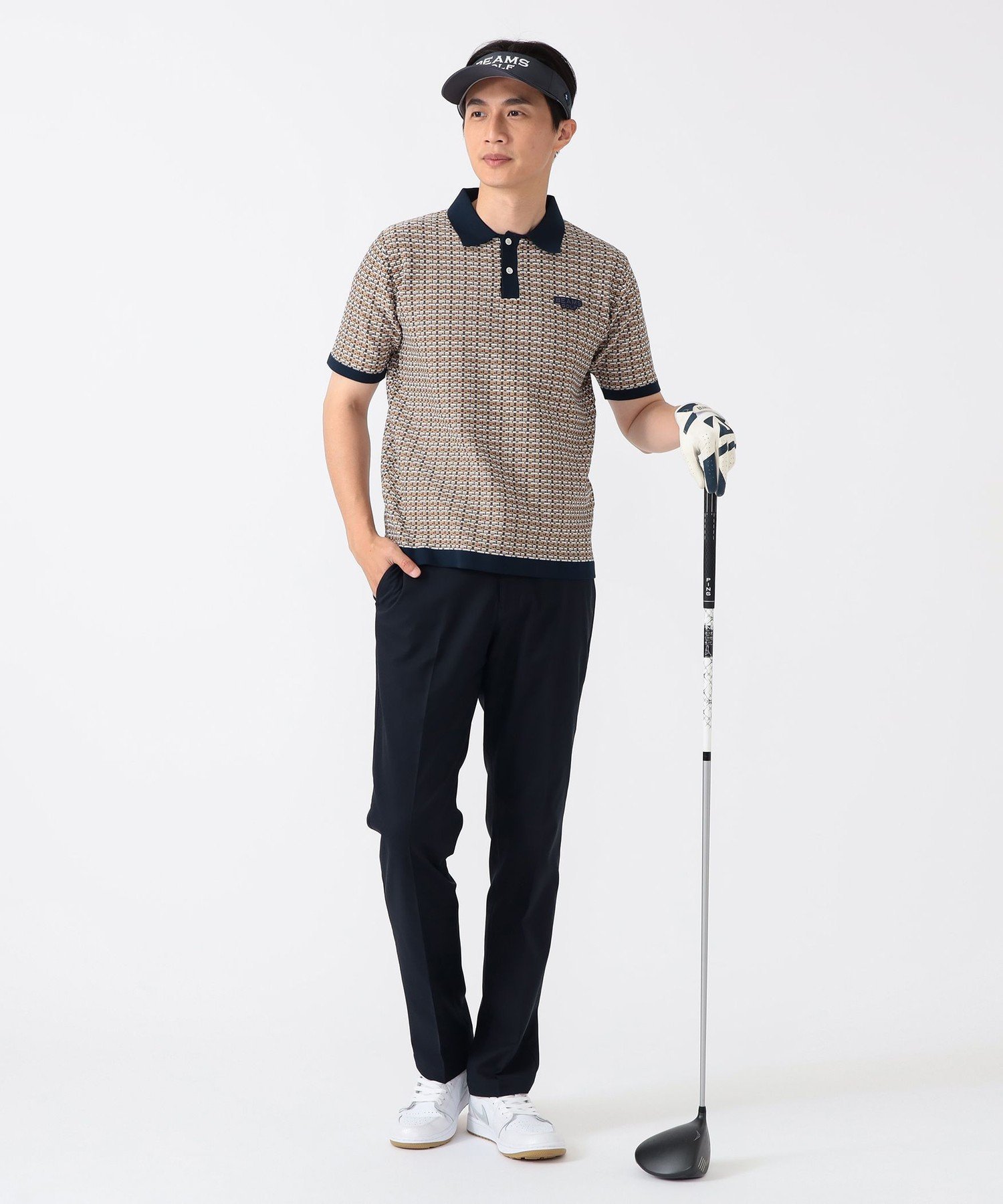 BEAMS GOLF PURPLE LABEL PURPLE LABEL / タック編み ポロシャツ ビームス ゴルフ トップス スウェット・トレーナー ネイビー【送料無料】