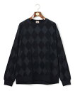 J.PRESS 【KING SIZE】アーガイルワントーンリンクス ロングスリーブ Tシャツ ジェイプレス トップス カットソー・Tシャツ ネイビー グリーン【...