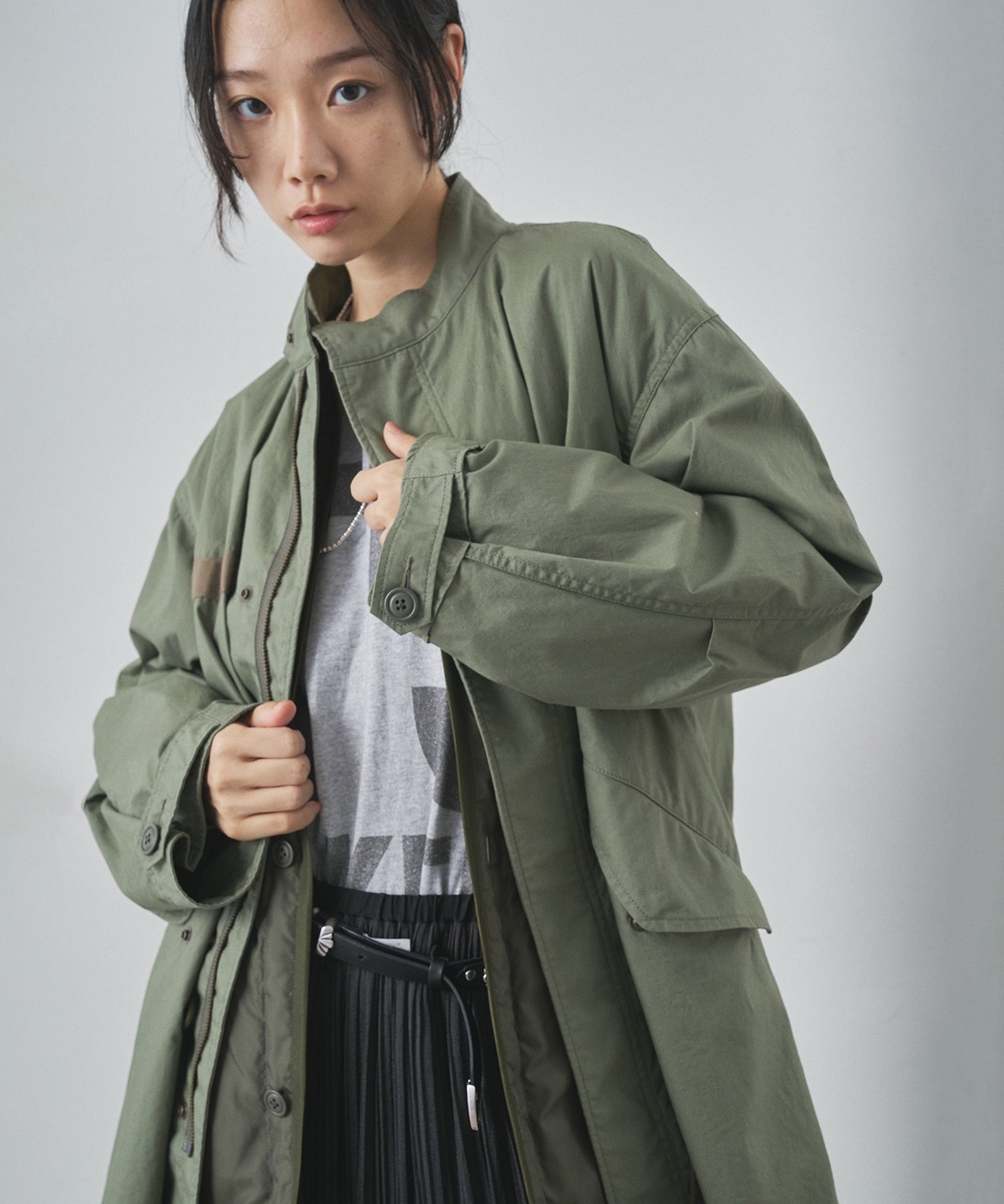 Whim Gazette ライナー付ミリタリーコート ウィム ガゼット ジャケット・アウター その他のジャケット・アウター ベージュ カーキグリーン