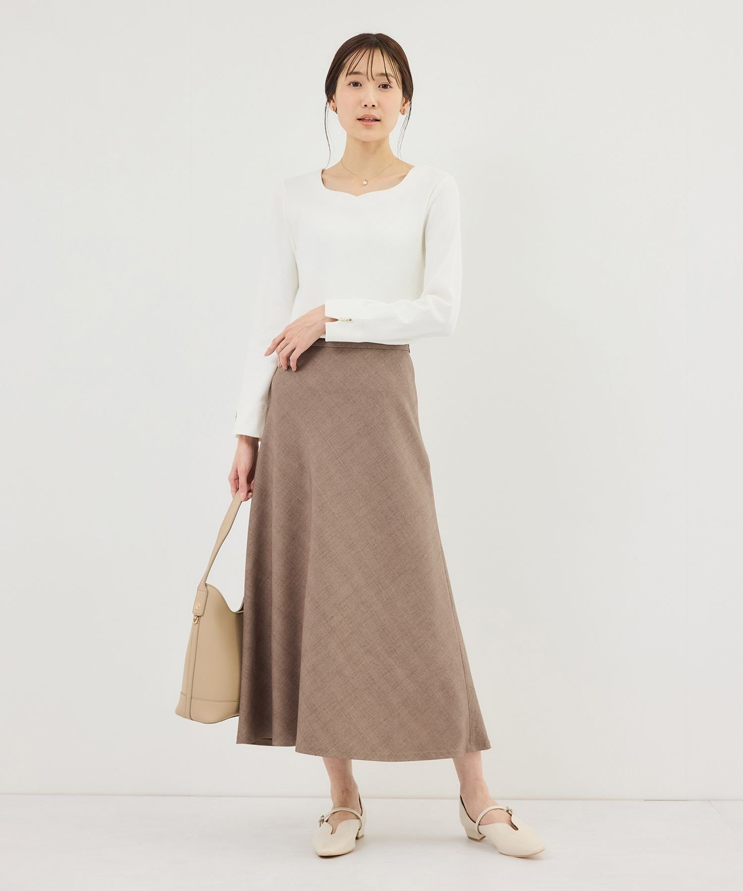 ROPE' PICNIC メランジドビーチェックスカート/セットアップ対応・防シワ・接触冷感 ロペピクニック スカート その他のスカート ベージュ【送料無料】