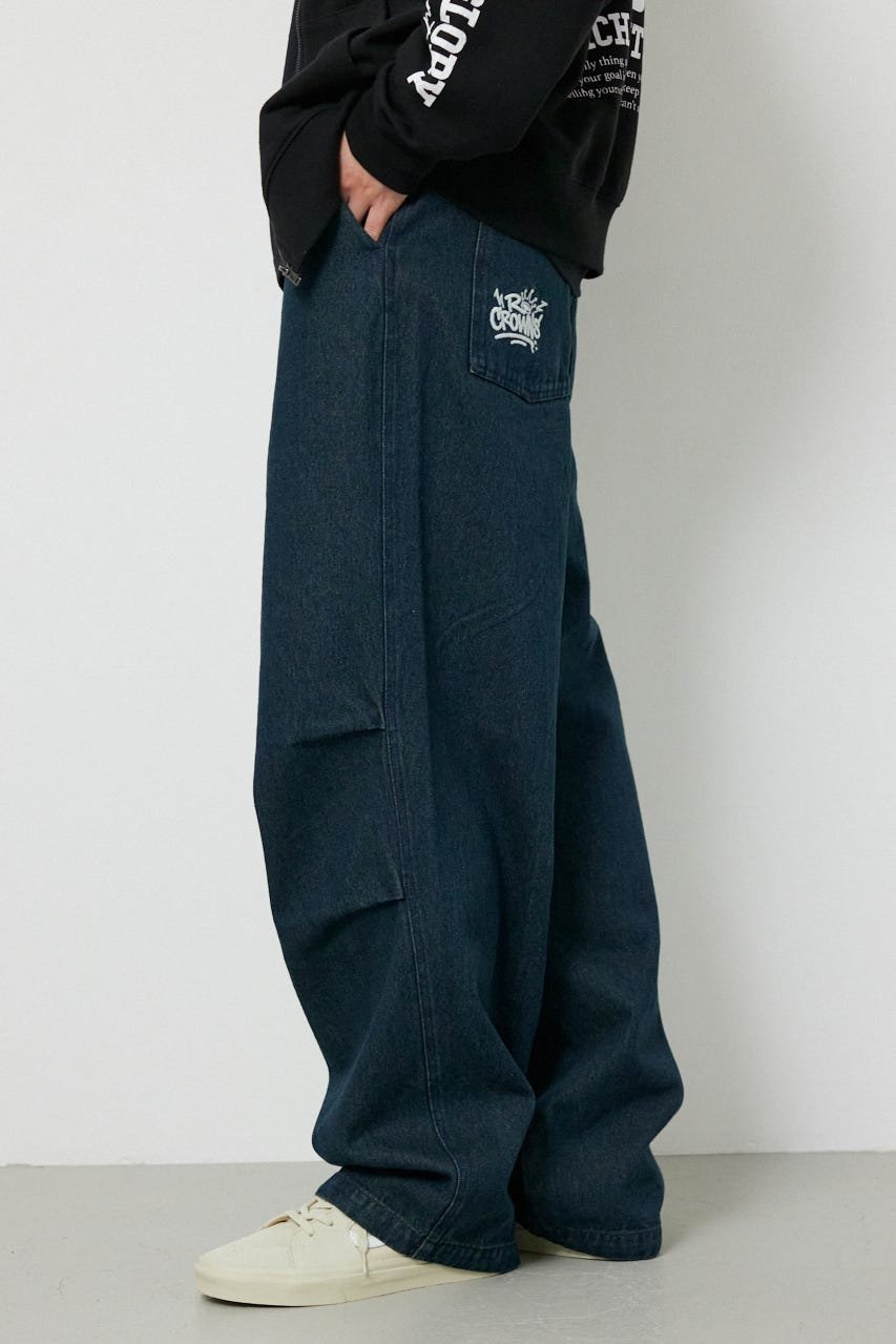 RODEO CROWNS WIDE BOWL エンボスロゴデニムパンツ ロデオクラウンズワイドボウル パンツ ジーンズ・デニムパンツ ネイビー グレー