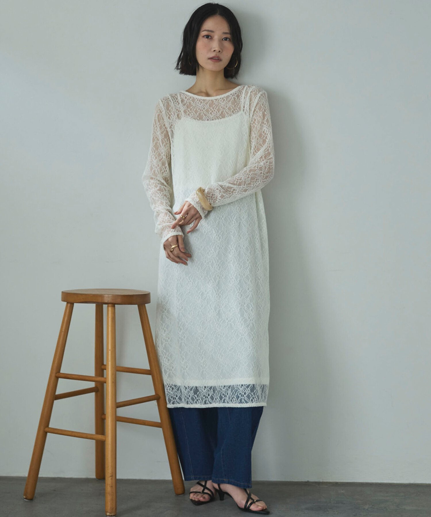 【SALE／50%OFF】DOUX ARCHIVES レースレイヤードワンピース ドゥアルシーヴ ワンピース・ドレス ワンピース ホワイト ブラック【送料無料】