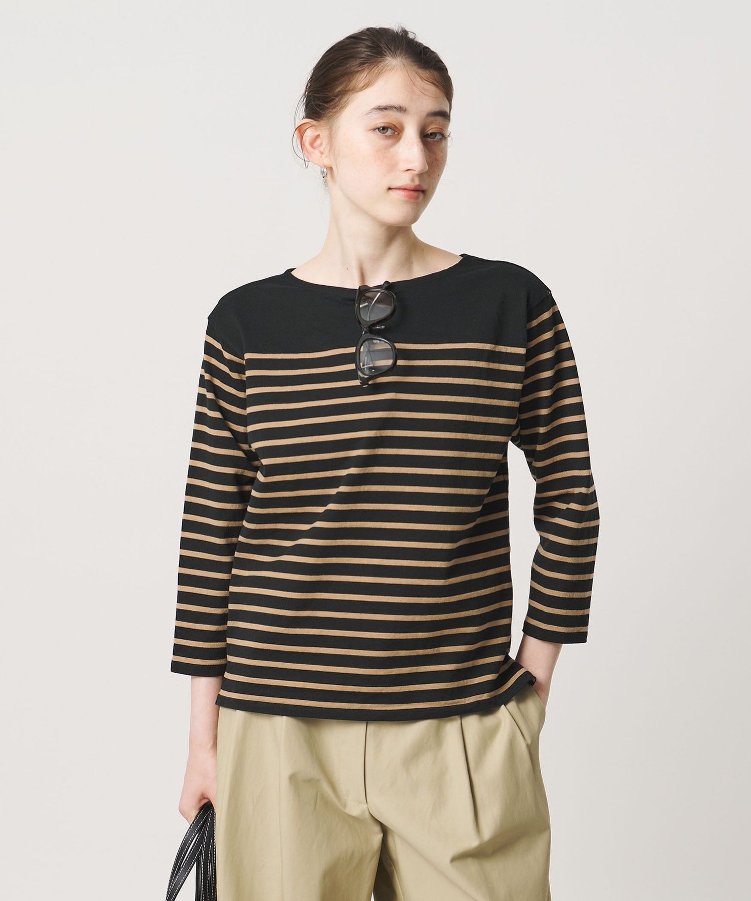 【別注】＜TICCA＞ボーダー バック レースアップ カットソー -united LOVE project 2026 ユナイテッドアローズ トップス カットソー・Tシャツ ブラック