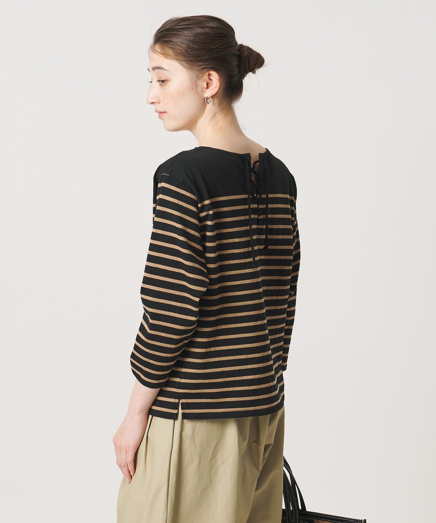 【別注】＜TICCA＞ボーダー バック レースアップ カットソー -united LOVE project 2026 ユナイテッドアローズ トップス カットソー・Tシャツ ブラック