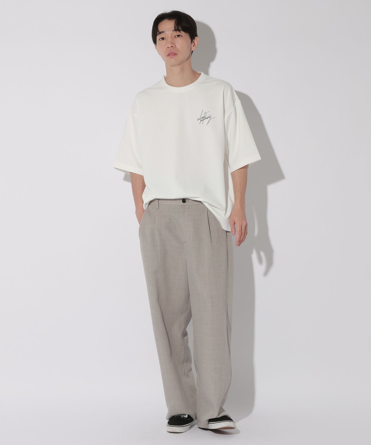 LAKOLE Bフォト筆記プリントT ラコレ トップス カットソー・Tシャツ ホワイト ブルー