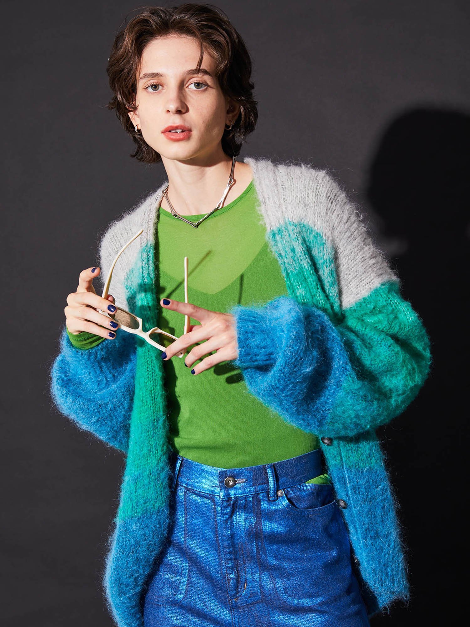 MAISON SPECIAL グラデーションカーデ メゾンスペシャル トップス カーディガン グリーン ピンク【送料無料】のサムネイル