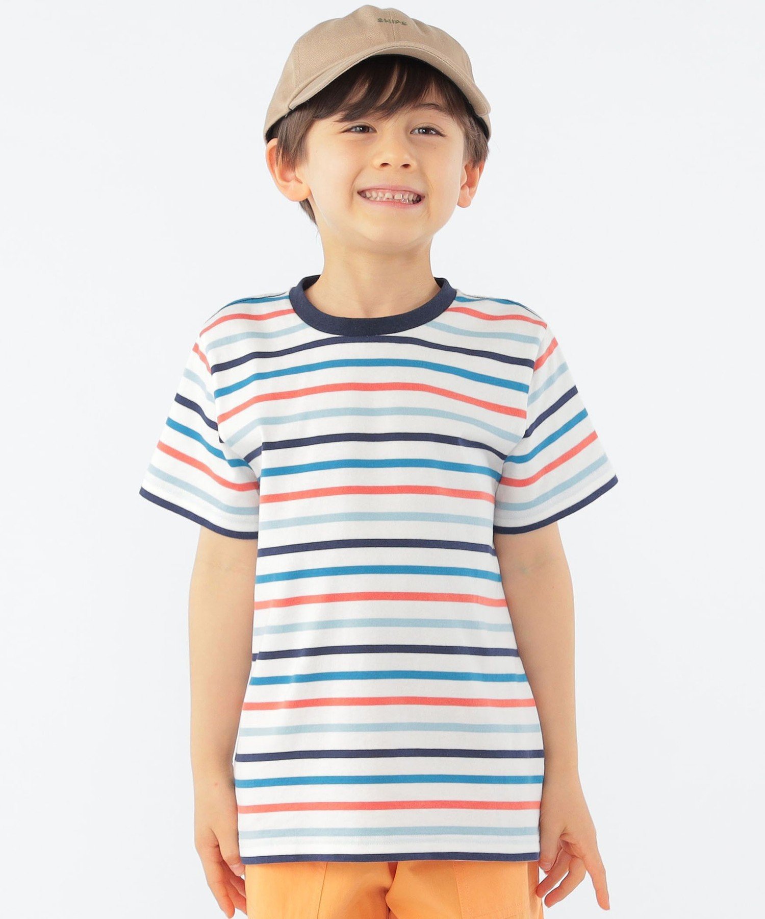 SHIPS KIDS SHIPS KIDS:100~130cm / オーガニック コットン ボーダー TEE シップス トップス カットソー・Tシャツ ホワイト ネイビー