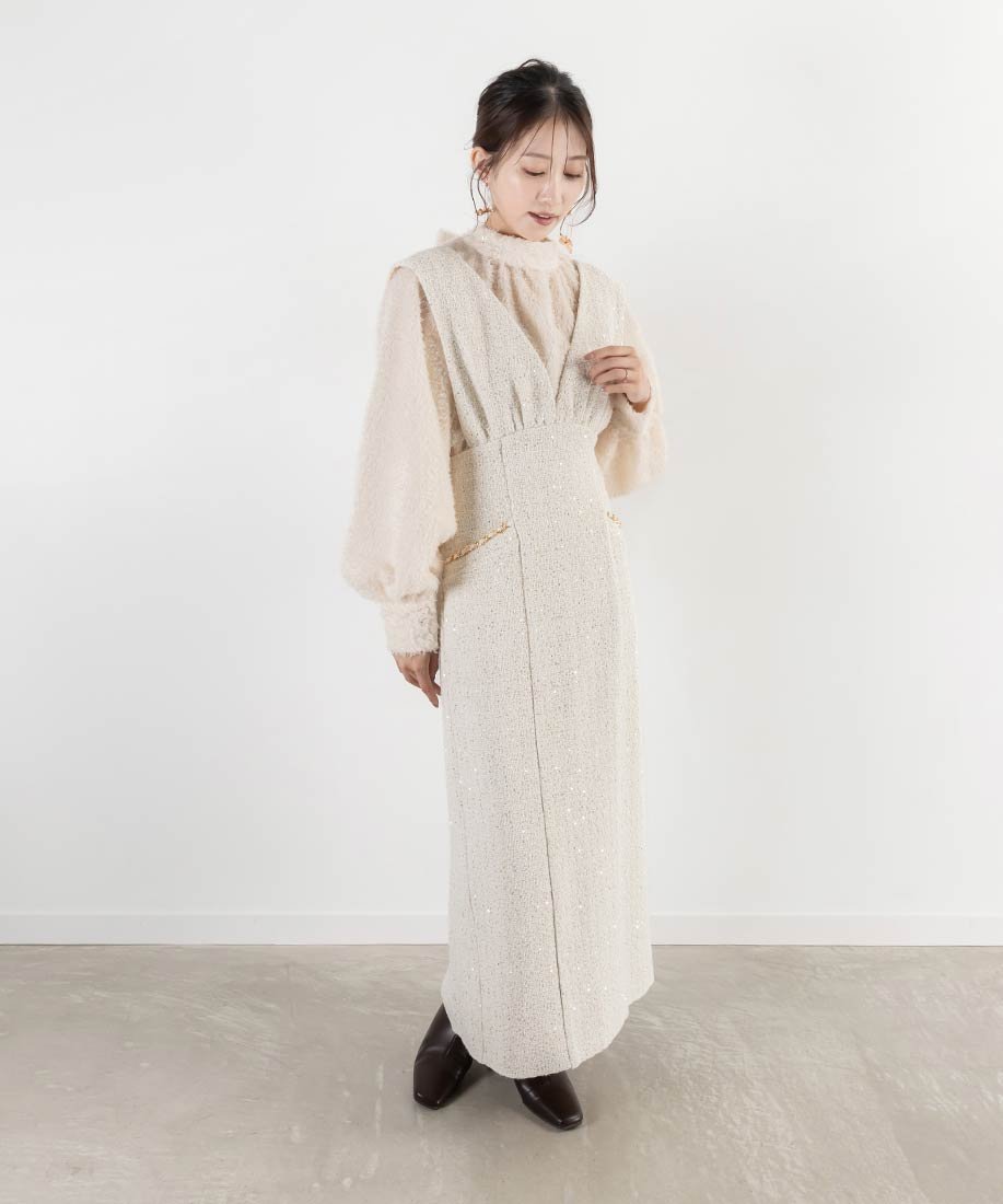 【SALE／50%OFF】RANDA ツイードジャンパースカート ランダ ワンピース・ドレス ジャンパースカート ブ..