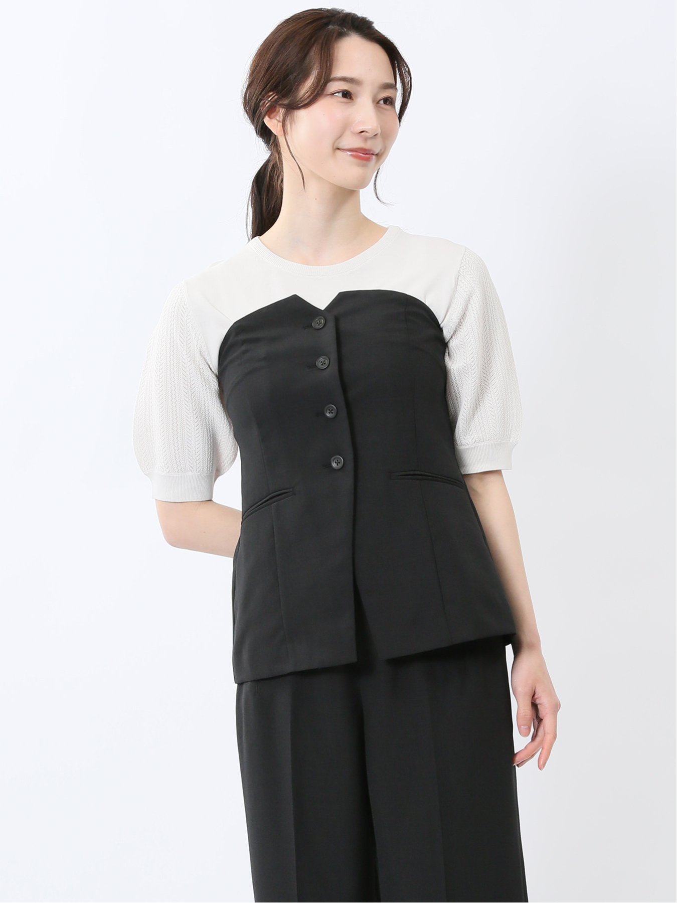 【SALE／50%OFF】m.f.editorial 杢調 ビスチェ 黒(セットアップ可能) タカキュー トップス ベスト・ジレ