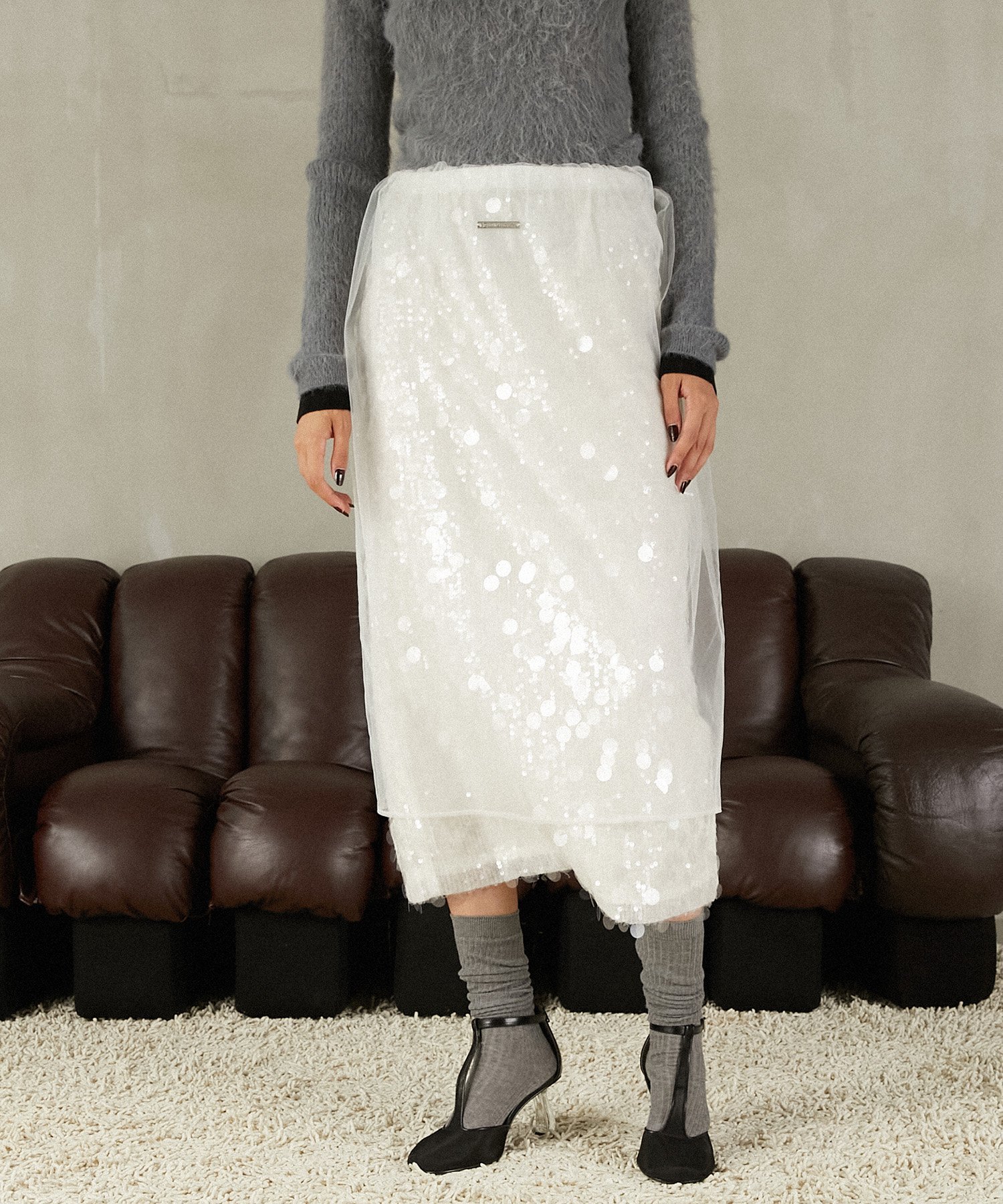 PRANK PROJECT チュールラップスパンコールスカート プランク プロジェクト スカート ミディアムスカート ホワイト【送料無料】のサムネイル