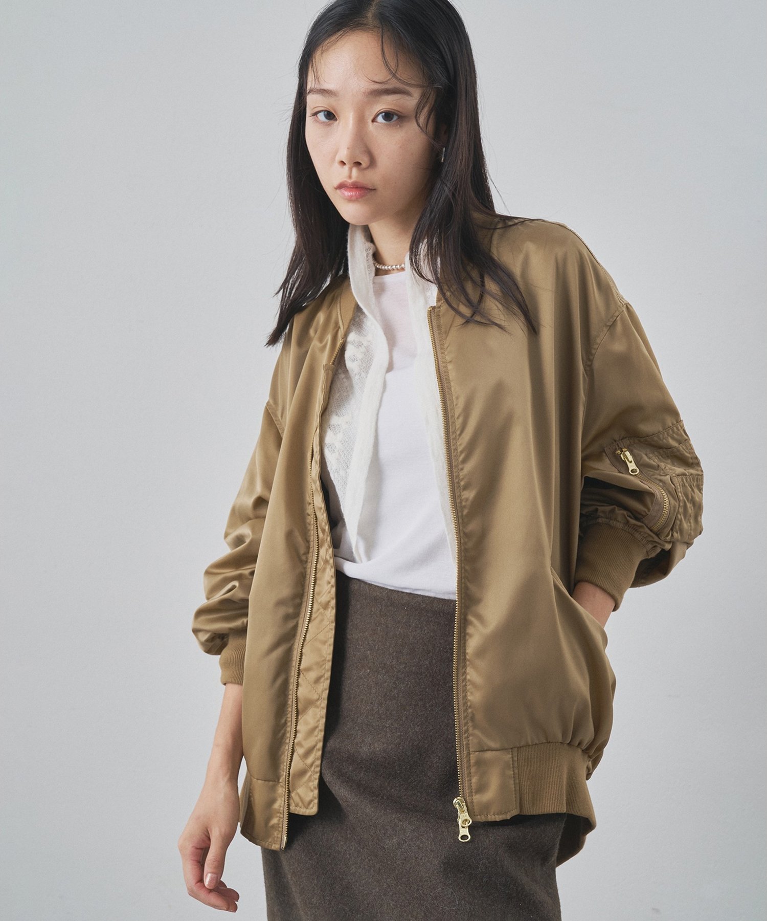 Whim Gazette ミドルMA-1 ウィム ガゼット ジャケット・アウター その他のジャケット・アウター ブラック ベージュ