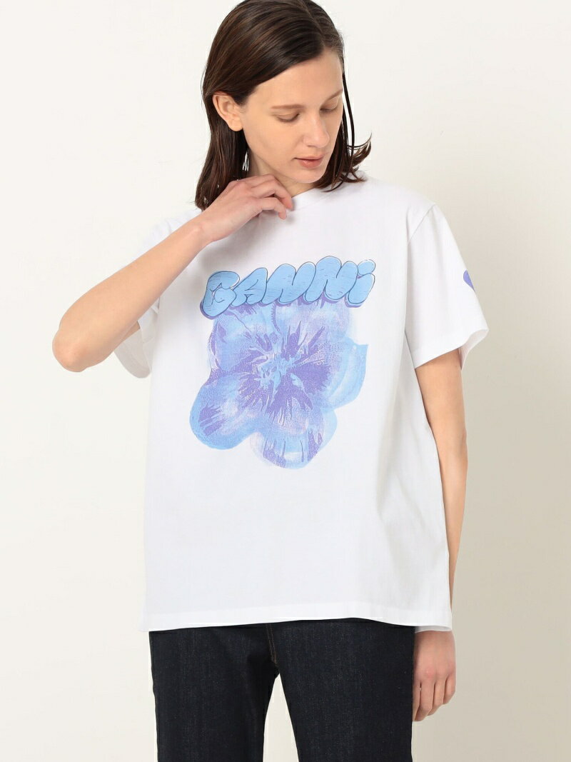 【SALE／30%OFF】TOMORROWLAND BUYING WEAR 【別注】GANNI*TOMORROWLAND コットン プリントTシャツ トゥモローランド トップス カットソー・Tシャツ ホワイト【送料無料】のサムネイル