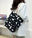 Mignonjour Mignonjour/(W)牛柄トートバッグ ミニョントレフル ルームヨンマルサンセレクティッド バッグ トートバッグ ブラック ホワイト