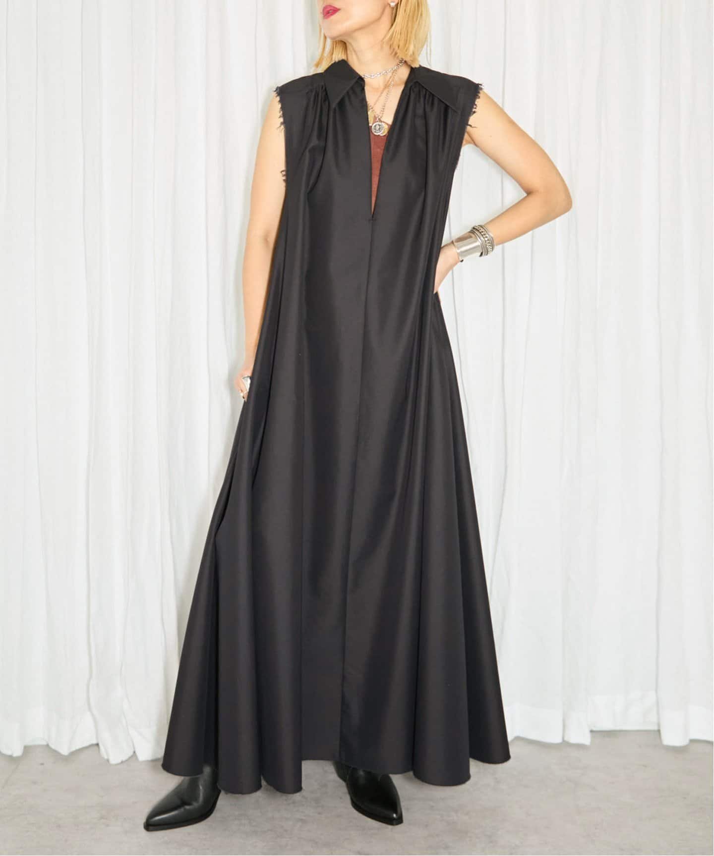 CITYSHOP 《予約》COTTON TWILL DRESS:ワンピース シティーショップ ワンピース・ドレス ワンピース ブラック【送料無料】