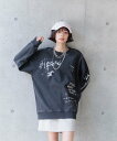 【SALE/49%OFF】PAGEBOY ハンドペイントグランジスウェット ページボーイ トップス スウェット・トレーナー グレー ピンク