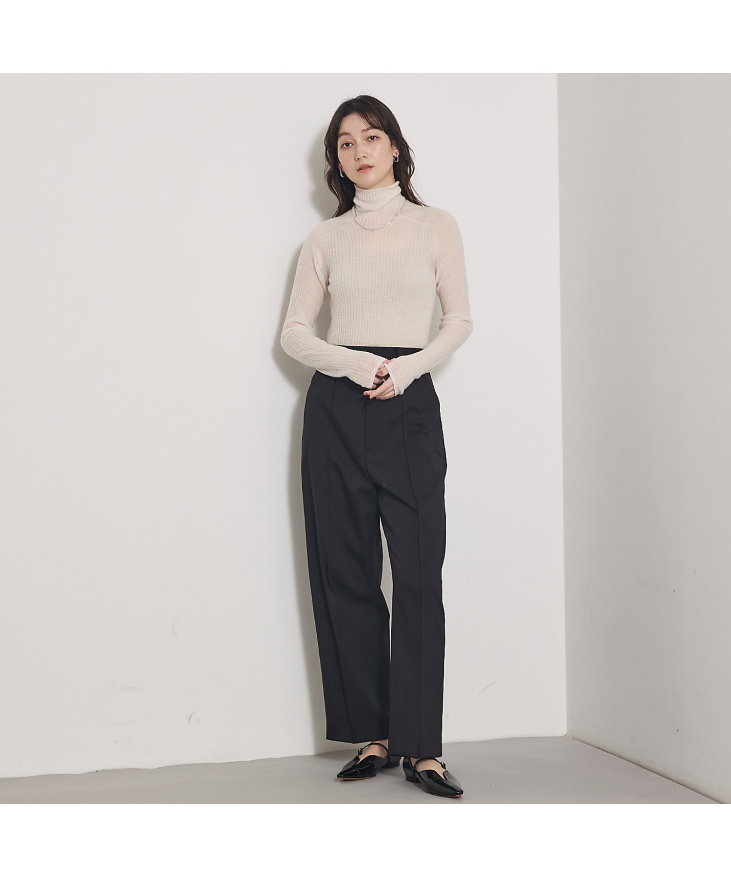 qualite 【Oggi 掲載】ツイルピンタックパンツ カリテ パンツ その他のパンツ ブラック ホワイト