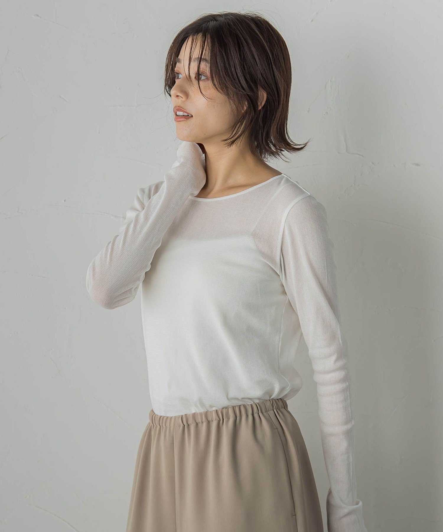 【SALE／15%OFF】Droite lautreamont コットンサラチュールカットソー≪手洗い可能≫ ドロワット・ロートレアモン トップス ニット ブラウン ブラック ホワイト【送料無料】
