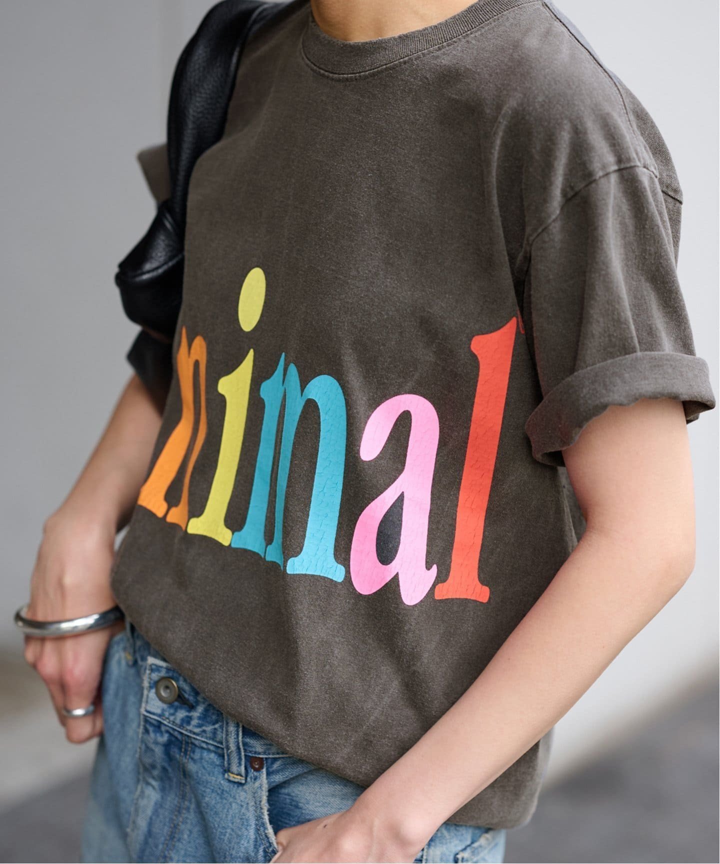 FRAMeWORK STUDIO WEAREALLANIMALS Animals Letter Tシャツ フレームワーク トップス カットソー・Tシャツ ブラック ホワイト