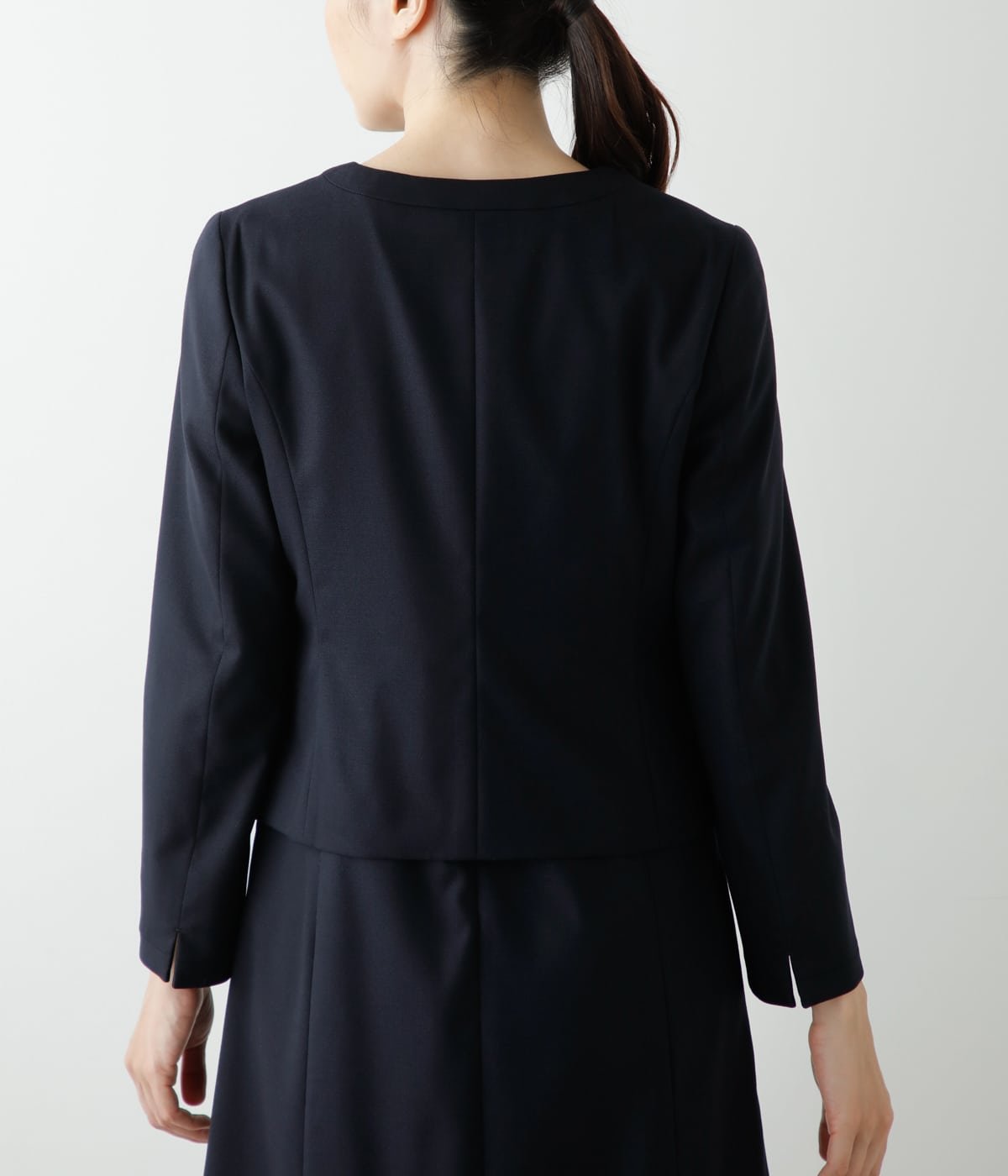 NEWYORKER WOMEN 【お受験対応】ウールファインドビー ノーカラージャケット ニューヨーカー ジャケット・アウター テーラードジャケット・ブレザー ネイビー