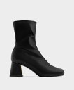 CHARLES & KEITH メタリック トラペーズヒールアンクルブーツ チャールズアンドキース シューズ・靴 ブーツ ブラック【送料無料】