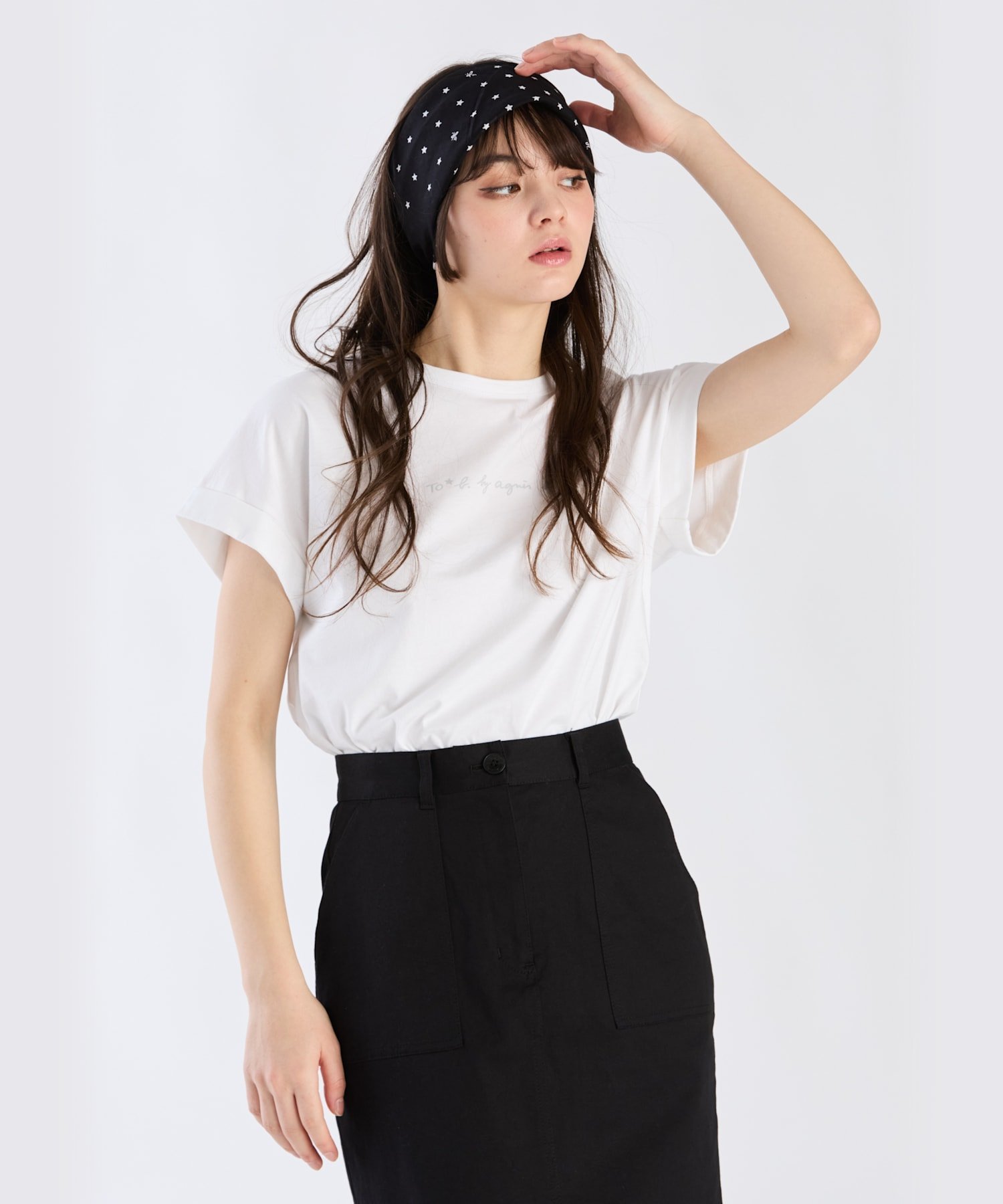 To b. by agnes b. ロゴ プリント コットン マカロン Tシャツ アニエスベー トップス カットソー・Tシャツ ホワイト【送料無料】