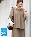 eur3 【大きいサイズ/セットアップ対応】接触冷感ジャージーVネックカットソー エウルキューブ トップス カットソー・Tシャツ ブラック カーキグリーン【送料無料】