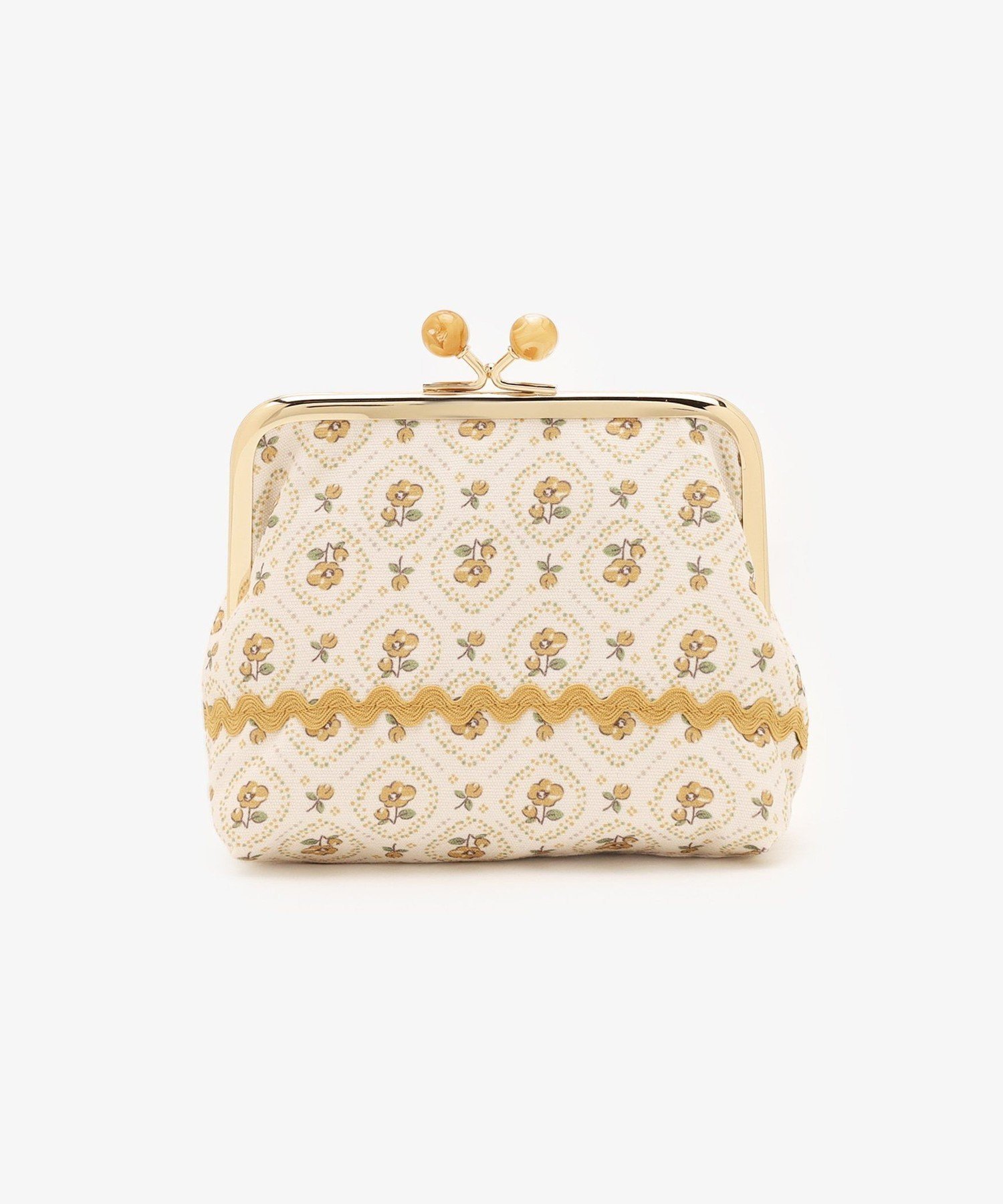 Afternoon Tea LIVING レトロフラワーがま口ポーチ アフタヌーンティー・リビング 財布・ポーチ・ケース ポーチ イエロー