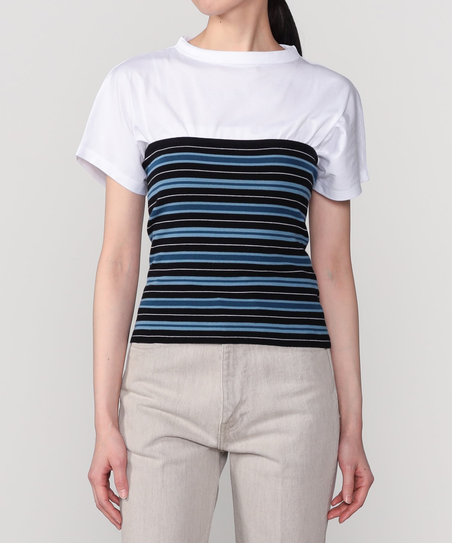 Bshop RYE TENDER ｜ ボーダーニットビスチェ WOMEN ビショップ トップス ニット イエロー ブラック