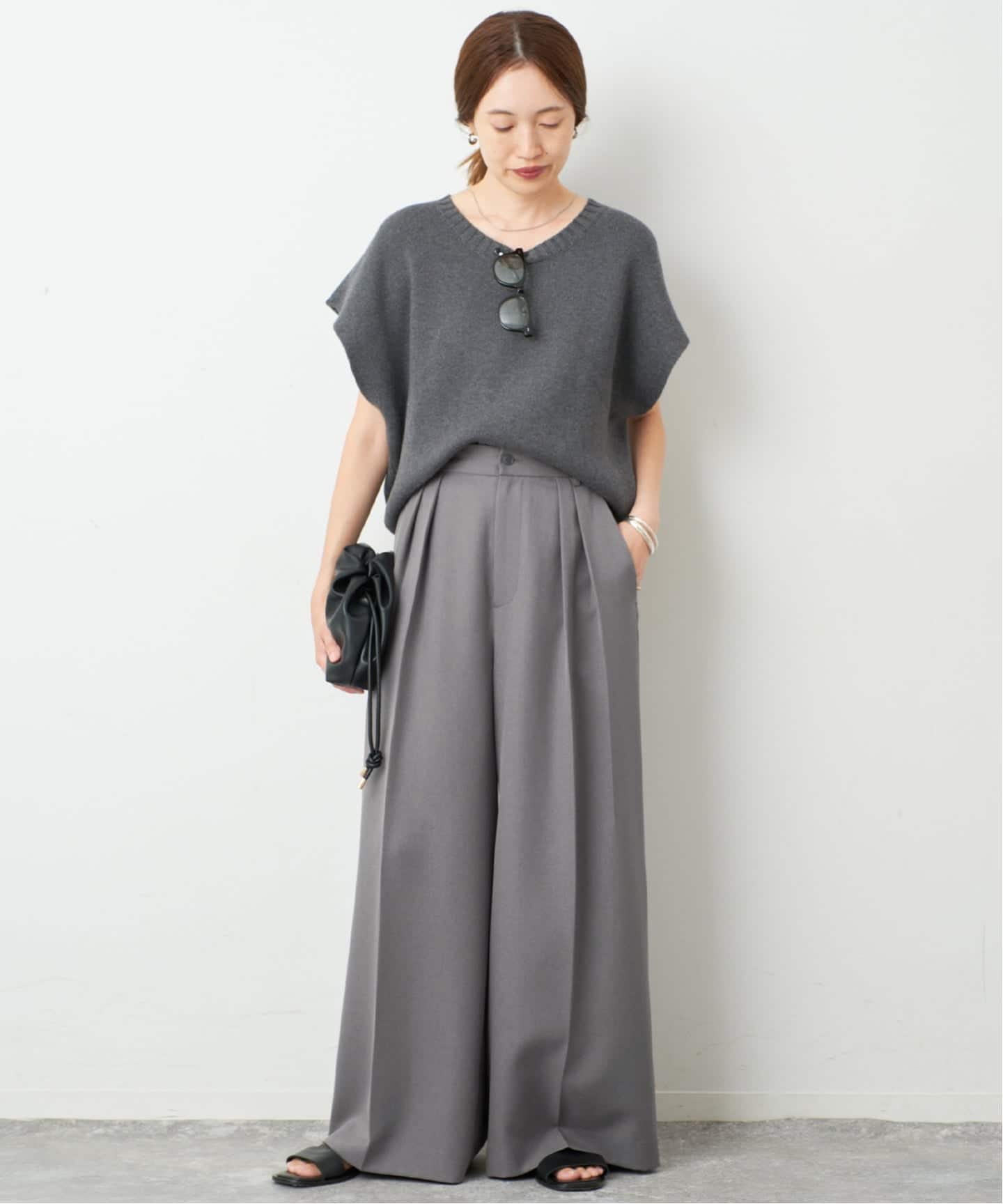 SLOBE IENA 《予約》2タックワイドスラックス スローブ イエナ パンツ スラックス・ドレスパンツ ブラウン グレー