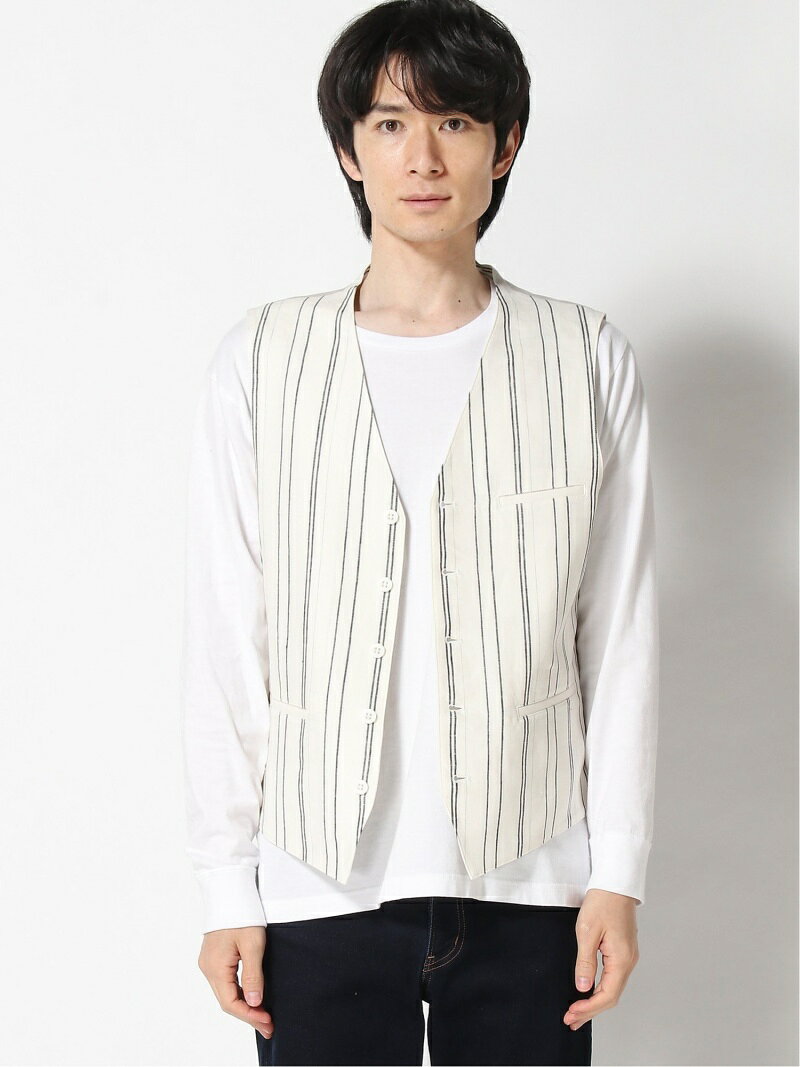 【SALE／50%OFF】H.I.P. by SOLIDO 【タトラス公式店】LINEN WIDE STRIPE GILET タトラスコンセプトストア トップス ベスト・ジレ ホワイト【送料無料】