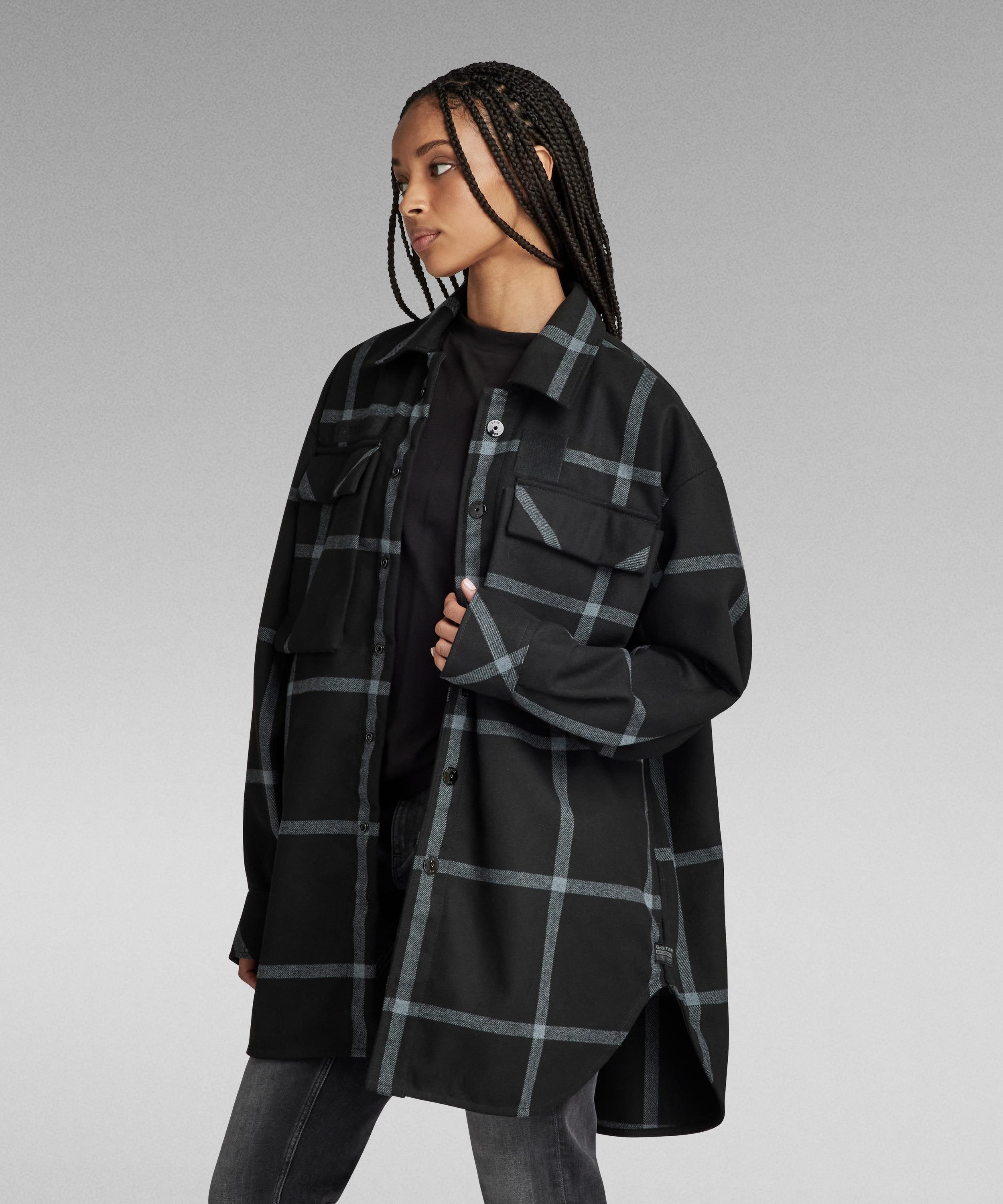 【公式ショップ】REGULAR BOYFRIEND OVERSHIRT/オーバーサイズシャツジャケット ジースターロゥ ジャケット・アウター その他のジャケット・アウター ブラック