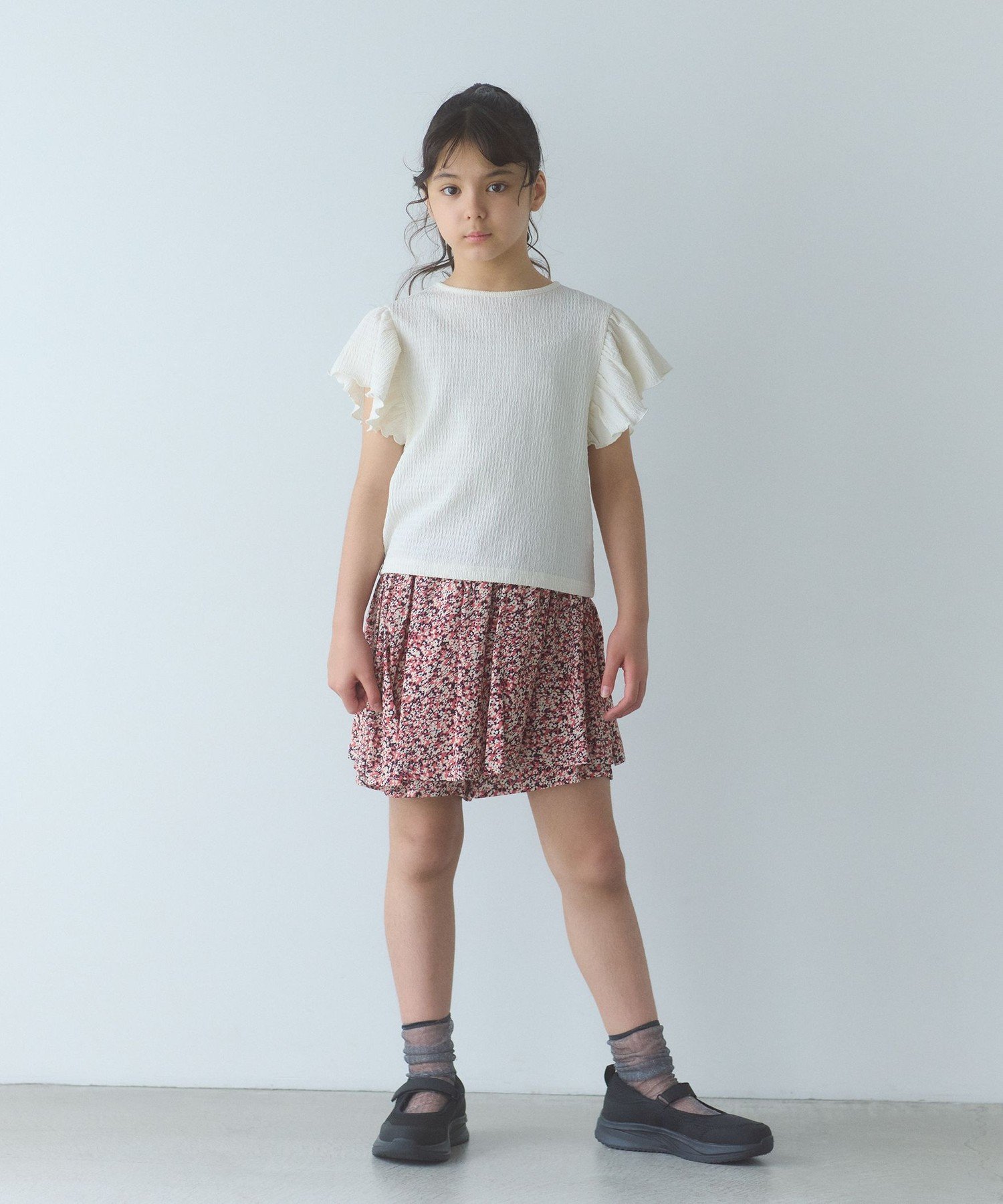 【SALE／40%OFF】UNITED ARROWS green label relaxing 小花 ペプラム キュロットパンツ / キッズ 140cm-160cm ユナイテッドアローズ グリーンレーベルリラクシング パンツ その他のパンツ ブルー グリーン ピンクのサムネイル