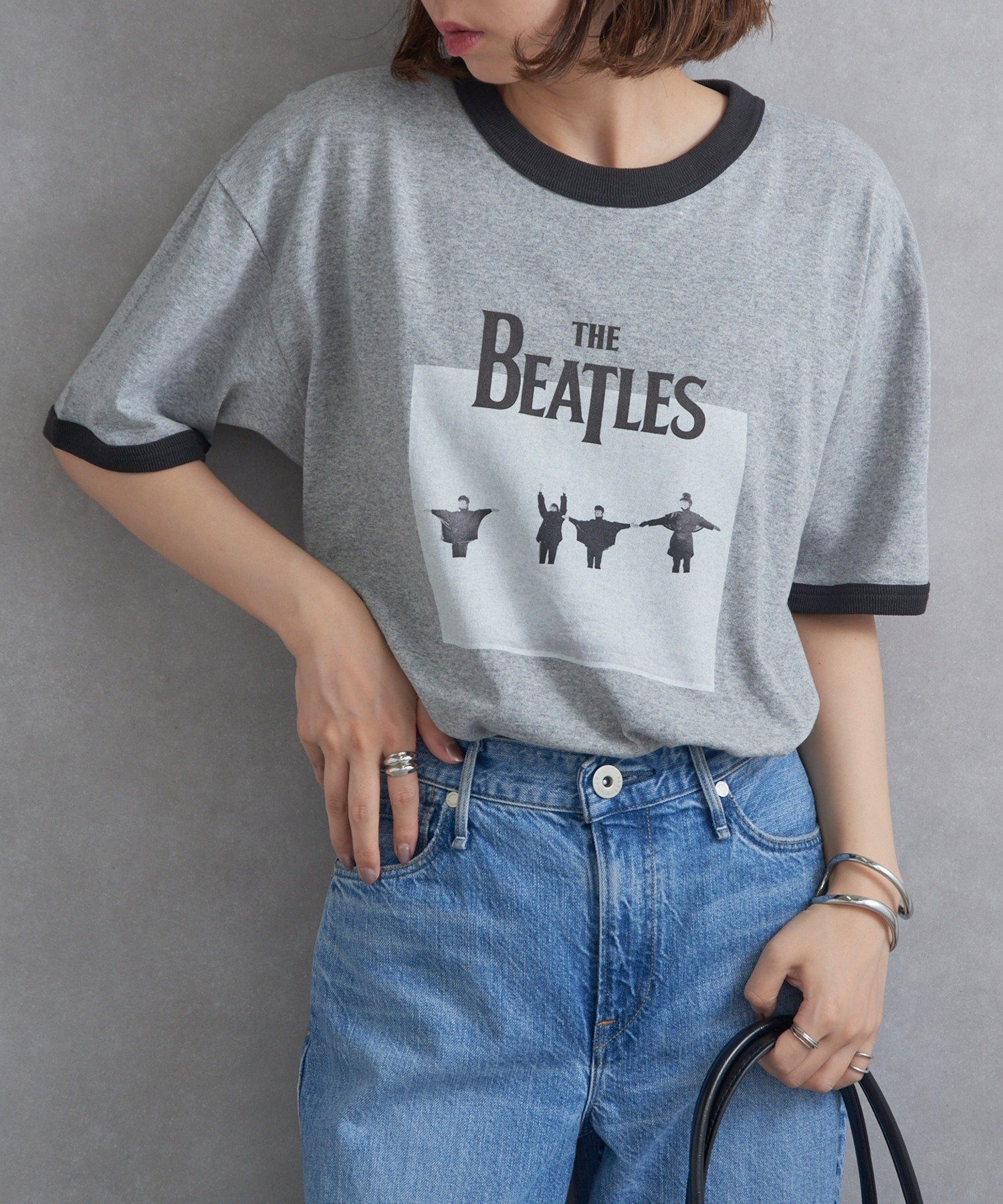 THE FINAL VIEW THE FINAL VIEW/The Beatles / ビートルズ リンガーTシャツ セットアップセブン トップス カットソー・Tシャツ グレー ホワイト ブラック